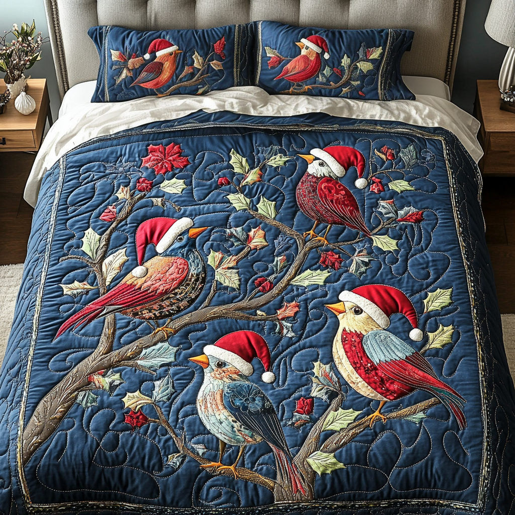 Noel Nests Quilted Bedding Set Bird Watching Gifts Noel Nests Quilted Bedding Set Bird Watching Gifts