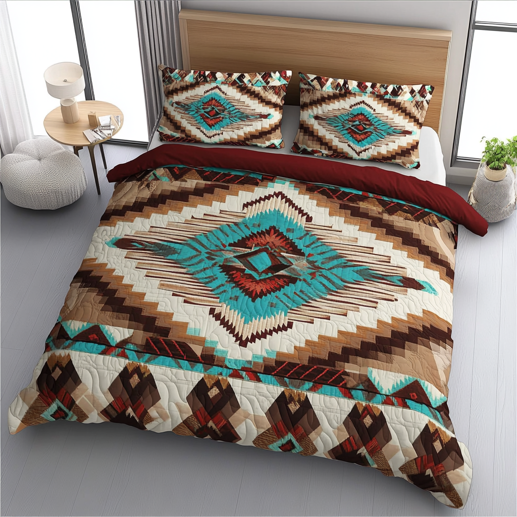 Nomadic Spirit Quilted Bedding Set Native American Gifts For Him Nomadic Spirit Quilted Bedding Set Native American Gifts For Him