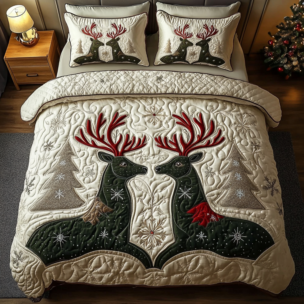 Northern Glow Quilted Bedding Set Inreindeer Christmas Tree Decorations Northern Glow Quilted Bedding Set Inreindeer Christmas Tree Decorations