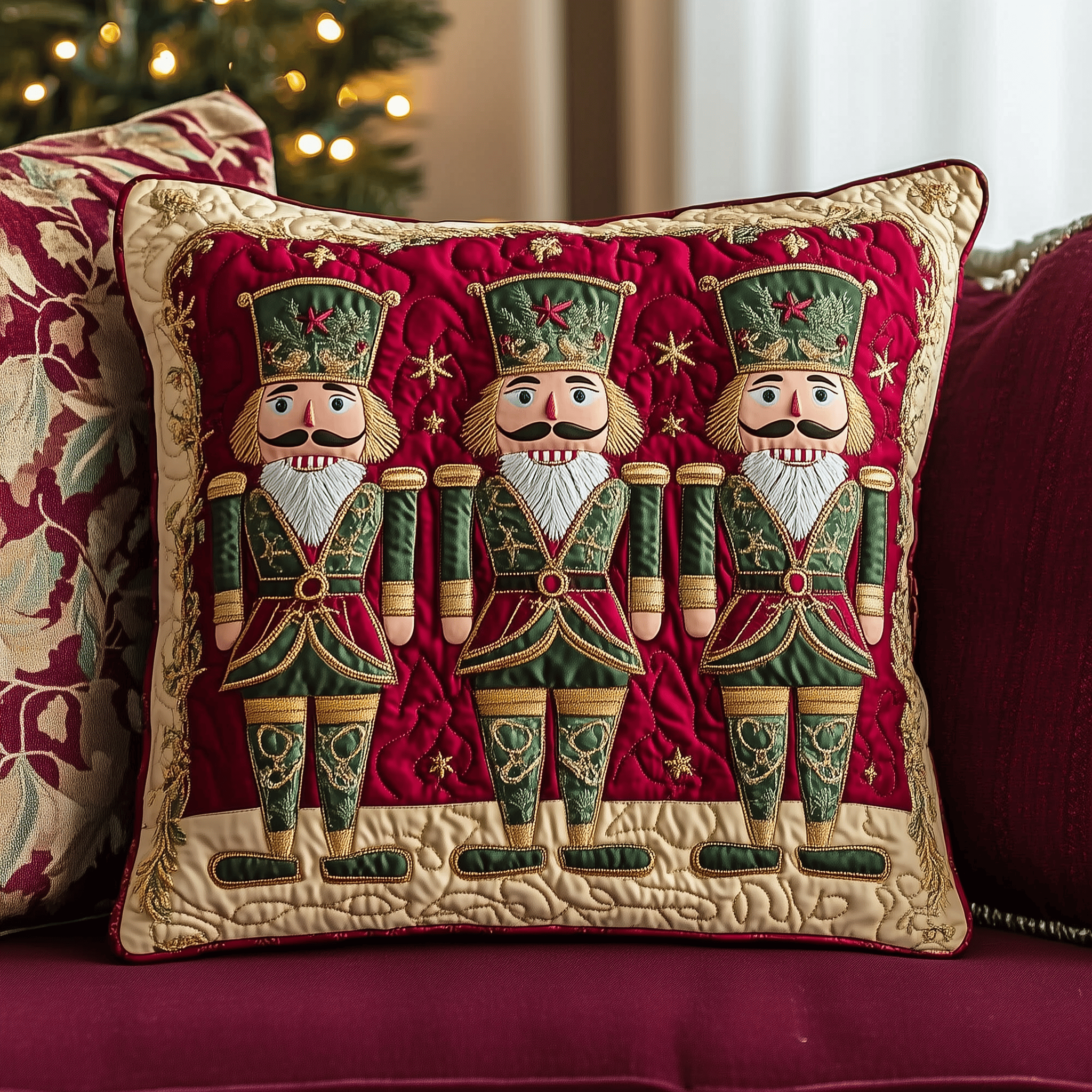 Nutcracker Quilted Pillow Case Feel the Warmth of Home with Every Pillow Case Nutcracker Quilted Pillow Case Feel the Warmth of Home with Every Pillow Case