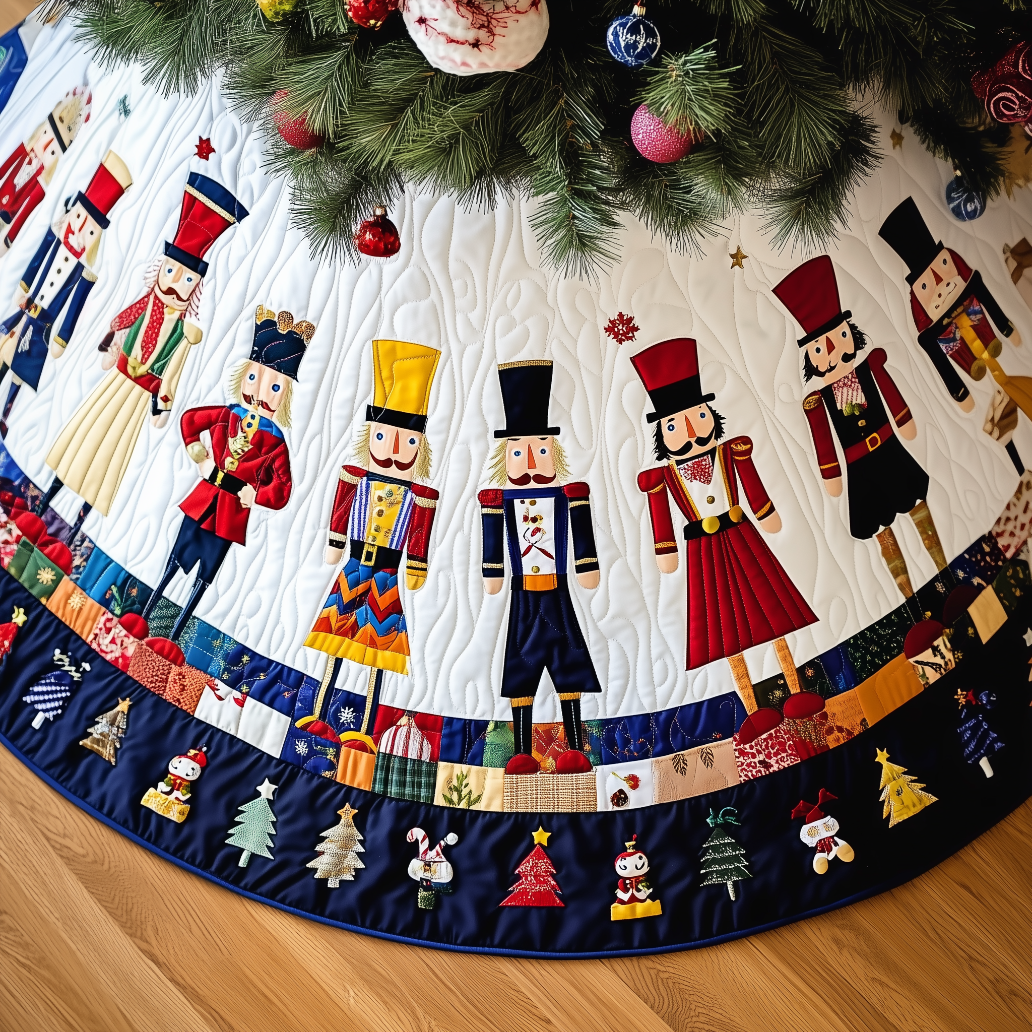 Nutcracker Quilted Tree Skirt Feel Closer to Home with Safe Holiday Decor Nutcracker Quilted Tree Skirt Feel Closer to Home with Safe Holiday Decor