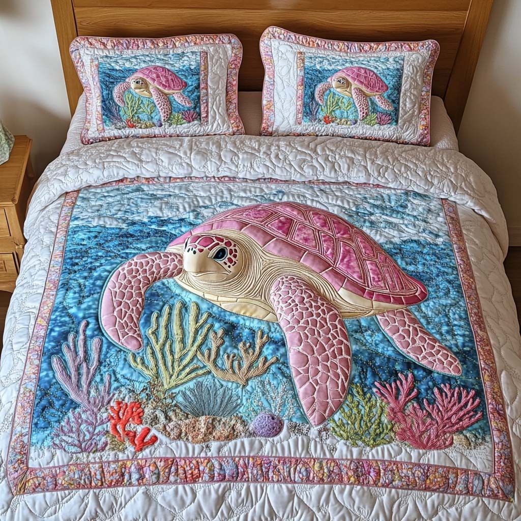 Ocean Serenity Quilted Bedding Set Turtle Gifts For Her Ocean Serenity Quilted Bedding Set Turtle Gifts For Her