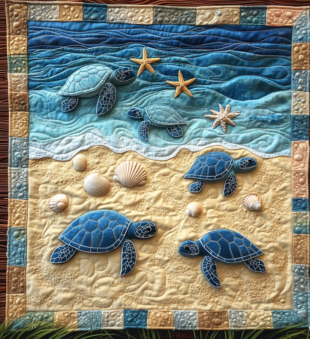 Ocean Shore Quilted Blanket Turtle Gifts For Her Ocean Shore Quilted Blanket Turtle Gifts For Her