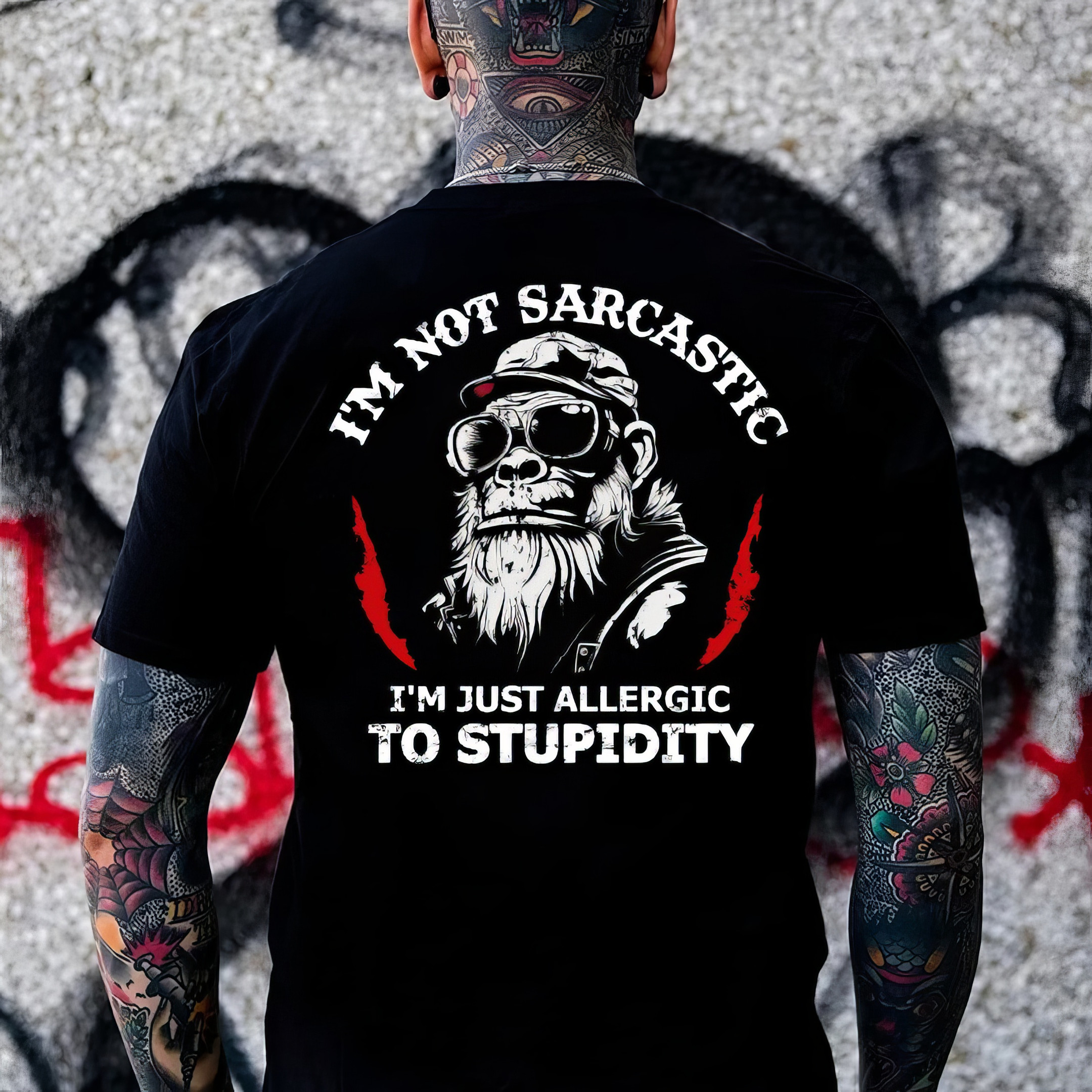 Old Monkey I'M Not Sarcastic I'M Just Allergic To Stupidity T-Shirt Great Father'S Day Gifts Old Monkey I'M Not Sarcastic I'M Just Allergic To Stupidity T-Shirt Great Father'S Day Gifts