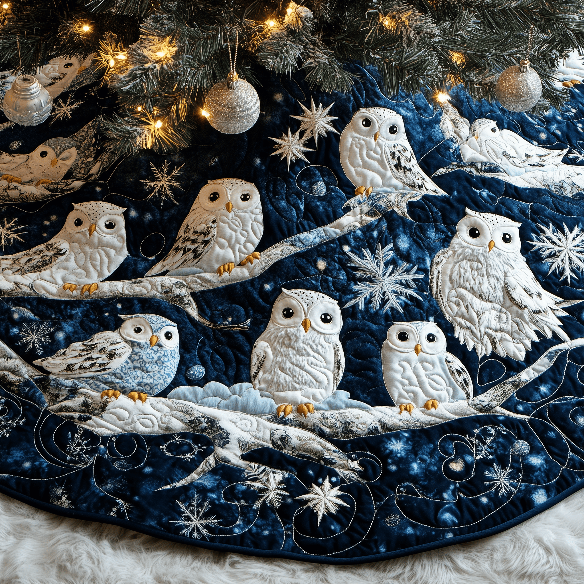 Owls Quilted Tree Skirt Celebrate Every Detail with a Safe and Stylish Tree Skirt Owls Quilted Tree Skirt Celebrate Every Detail with a Safe and Stylish Tree Skirt