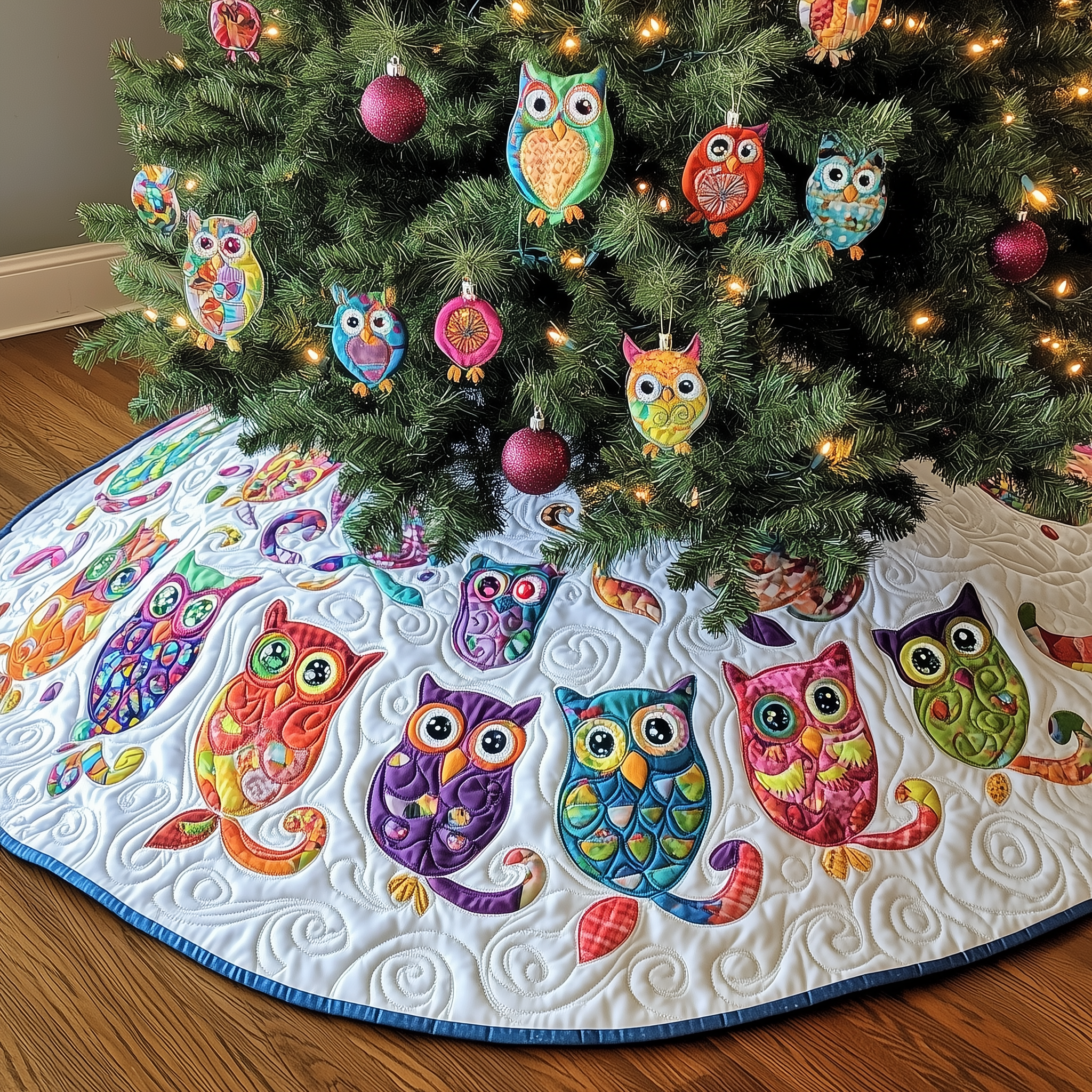 Owls Quilted Tree Skirt Celebrate the Holidays Without Stress Choose Safety Owls Quilted Tree Skirt Celebrate the Holidays Without Stress Choose Safety