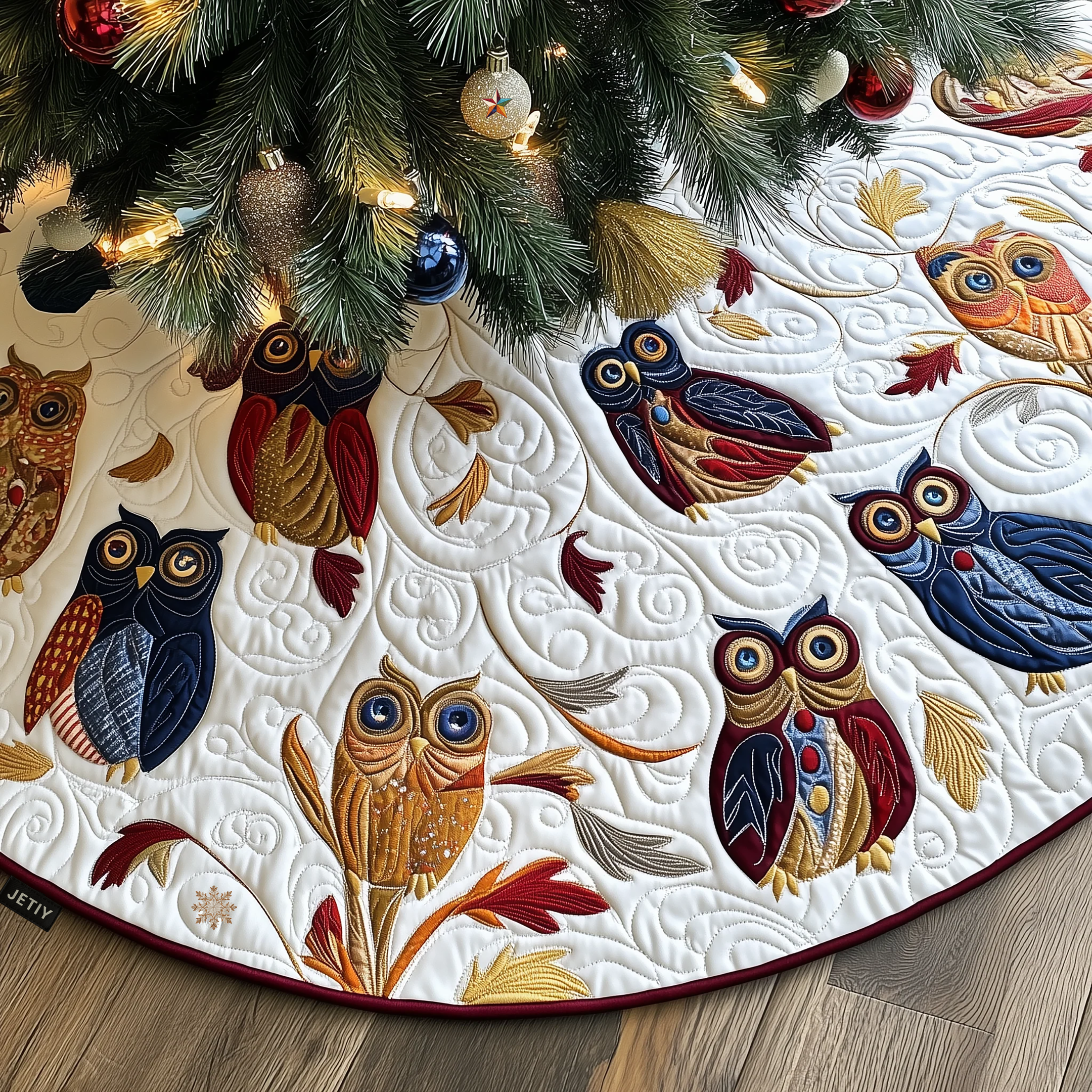 Owls Quilted Tree Skirt Make Christmas Simple and Stylish with Protective Decor Owls Quilted Tree Skirt Make Christmas Simple and Stylish with Protective Decor