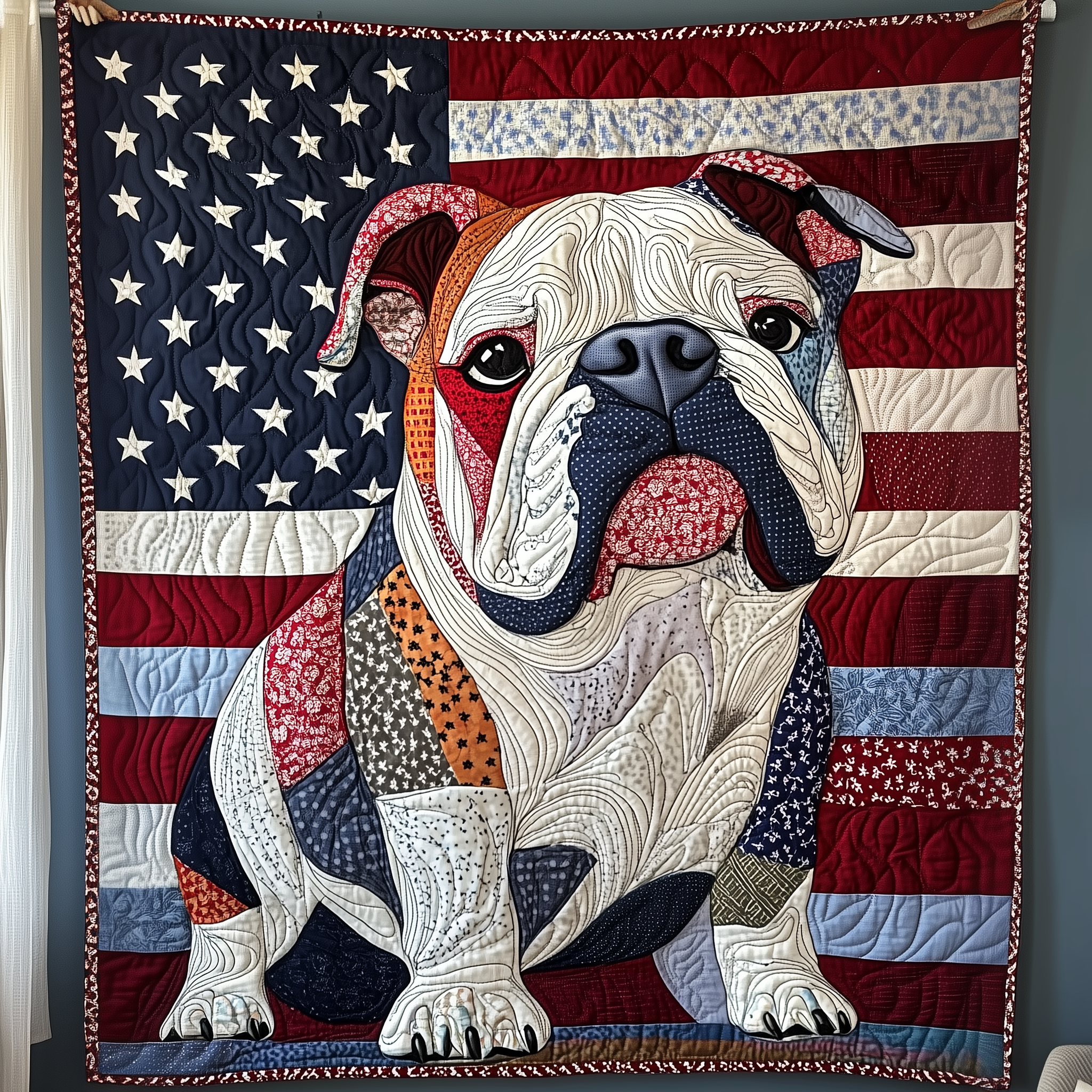 Patriotic Bulldog Quilted Blanket Best Throw Blanket Christmas Gifts For Animal Lovers Patriotic Bulldog Quilted Blanket Best Throw Blanket Christmas Gifts For Animal Lovers