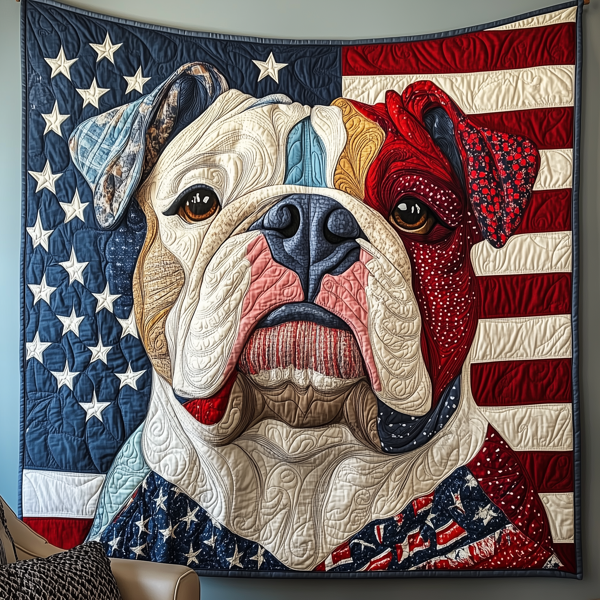 Patriotic Bulldog Quilted Blanket Best Throw Blanket Dog Related Gifts Patriotic Bulldog Quilted Blanket Best Throw Blanket Dog Related Gifts