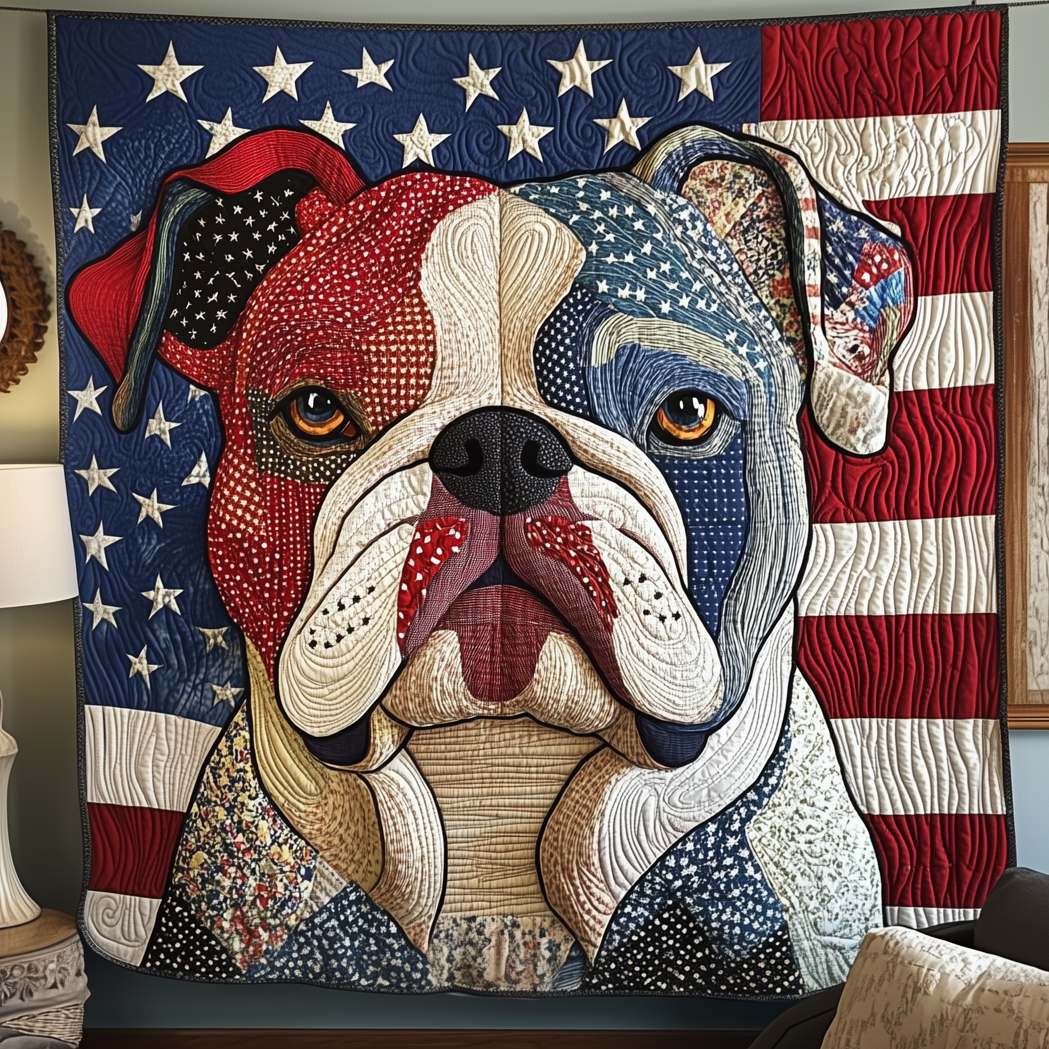 Patriotic Bulldog Quilted Blanket Best Throw Blanket Dog Related Presents Patriotic Bulldog Quilted Blanket Best Throw Blanket Dog Related Presents