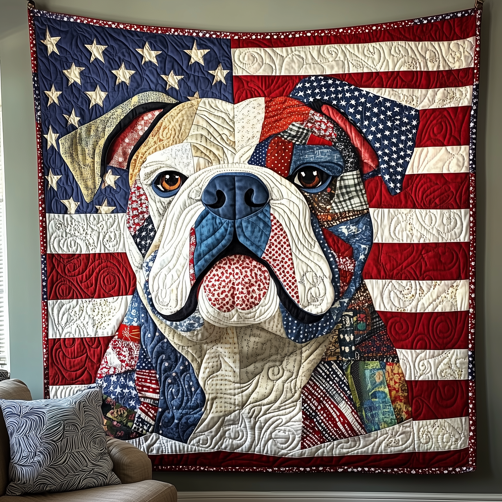 Patriotic Bulldog Quilted Blanket Best Throw Blanket Hot Dog Themed Gifts Patriotic Bulldog Quilted Blanket Best Throw Blanket Hot Dog Themed Gifts