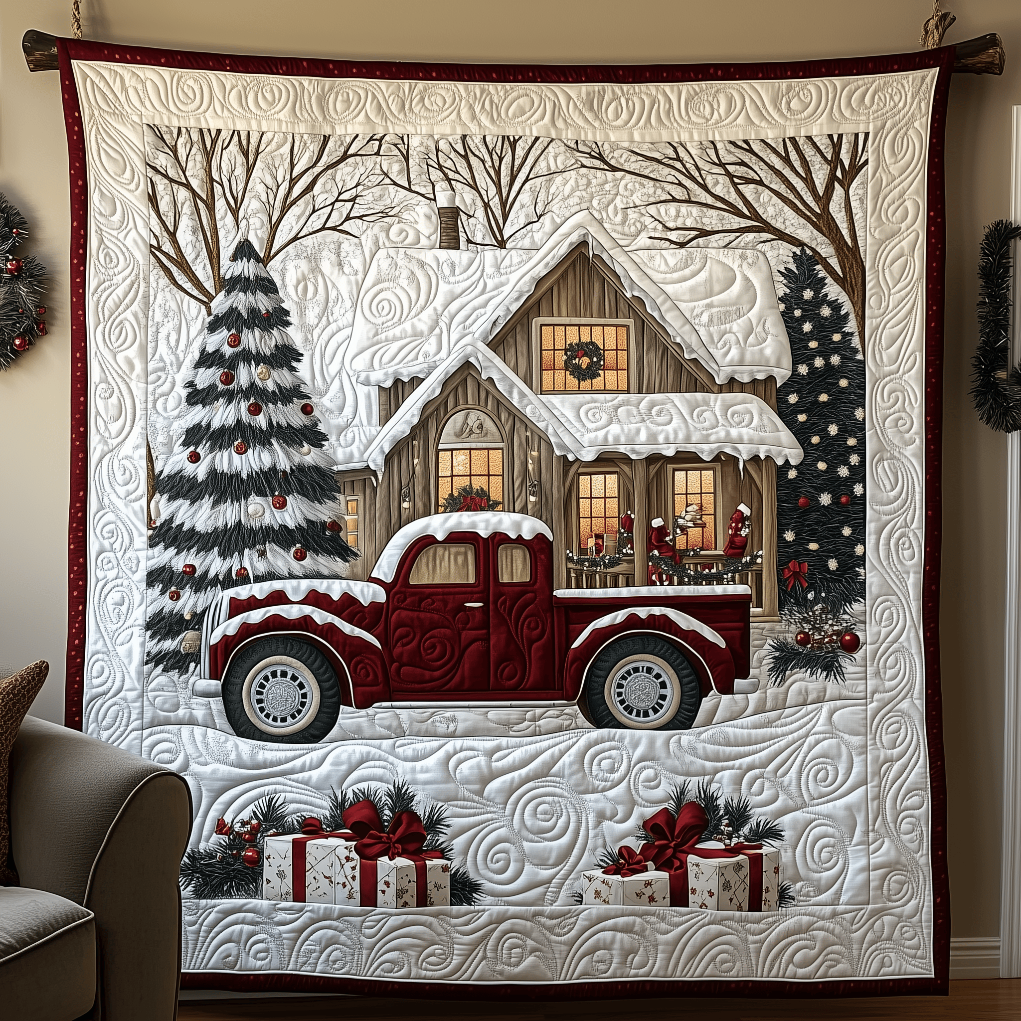 Peaceful Snow Cabin Quilted Blanket Create Warm Memories with Our Blanket for All Ages Peaceful Snow Cabin Quilted Blanket Create Warm Memories with Our Blanket for All Ages