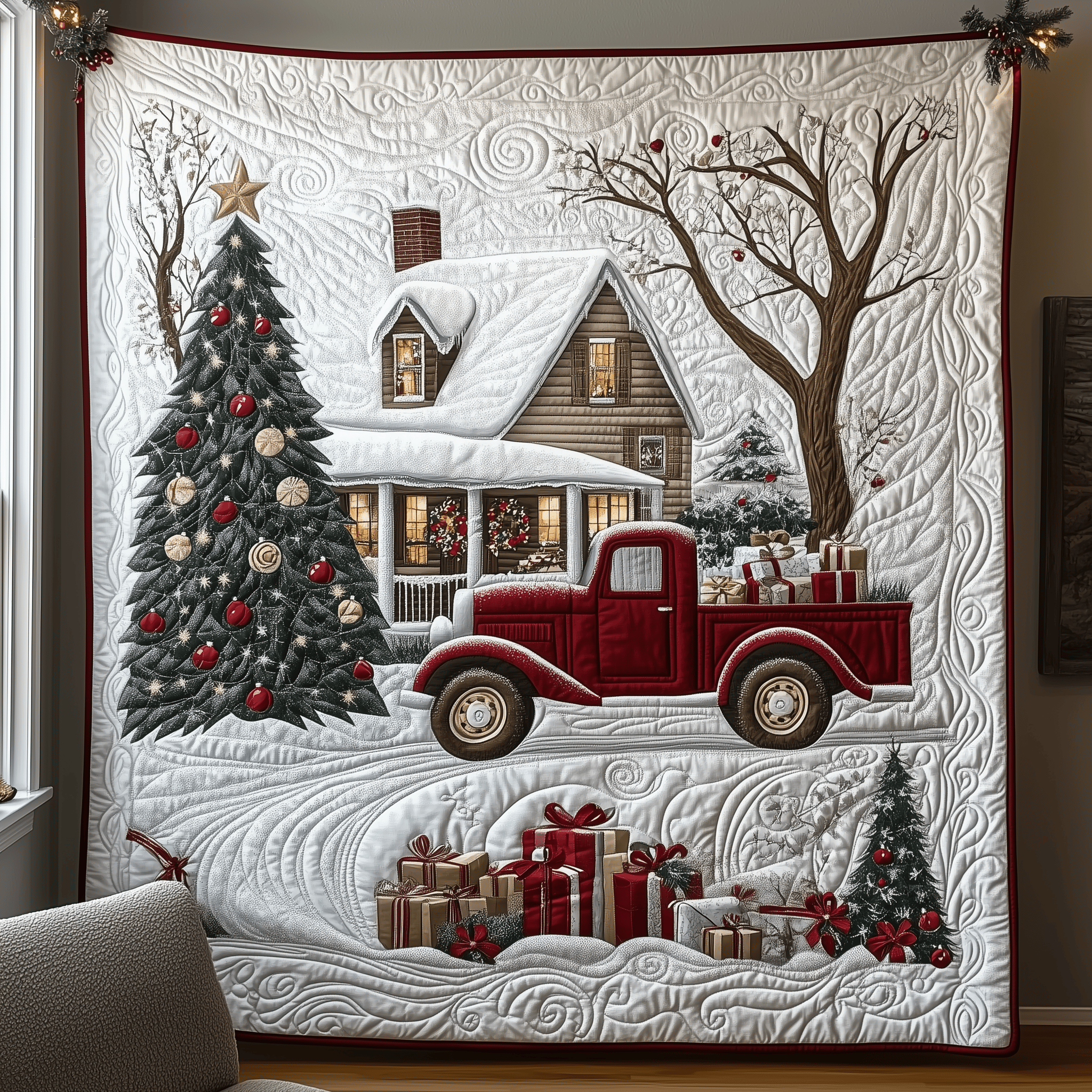 Peaceful Snow Cabin Quilted Blanket Feel Closer to Your Loved Ones with a Shared Blanket Peaceful Snow Cabin Quilted Blanket Feel Closer to Your Loved Ones with a Shared Blanket