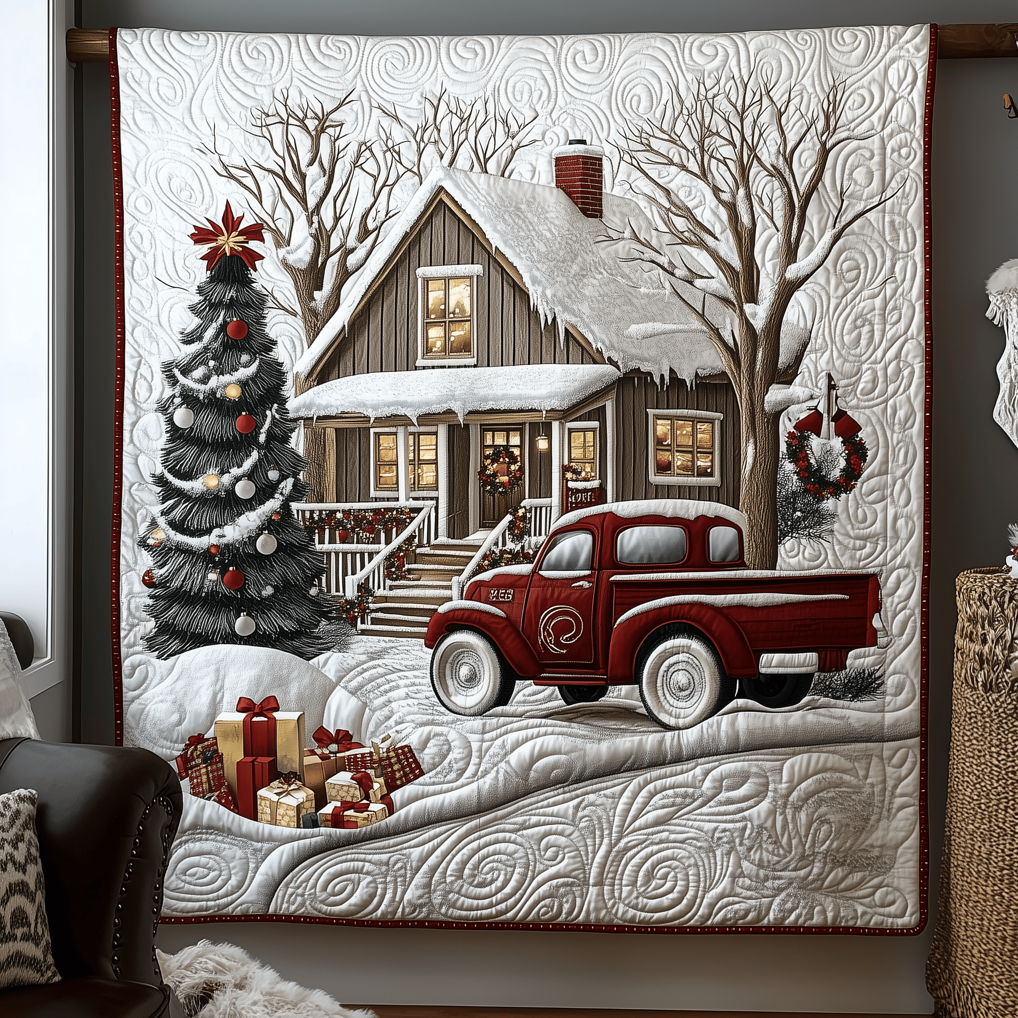 Peaceful Snow Cabin Quilted Blanket Feel the Bond of Home with Our Family-Friendly Blanket Peaceful Snow Cabin Quilted Blanket Feel the Bond of Home with Our Family-Friendly Blanket