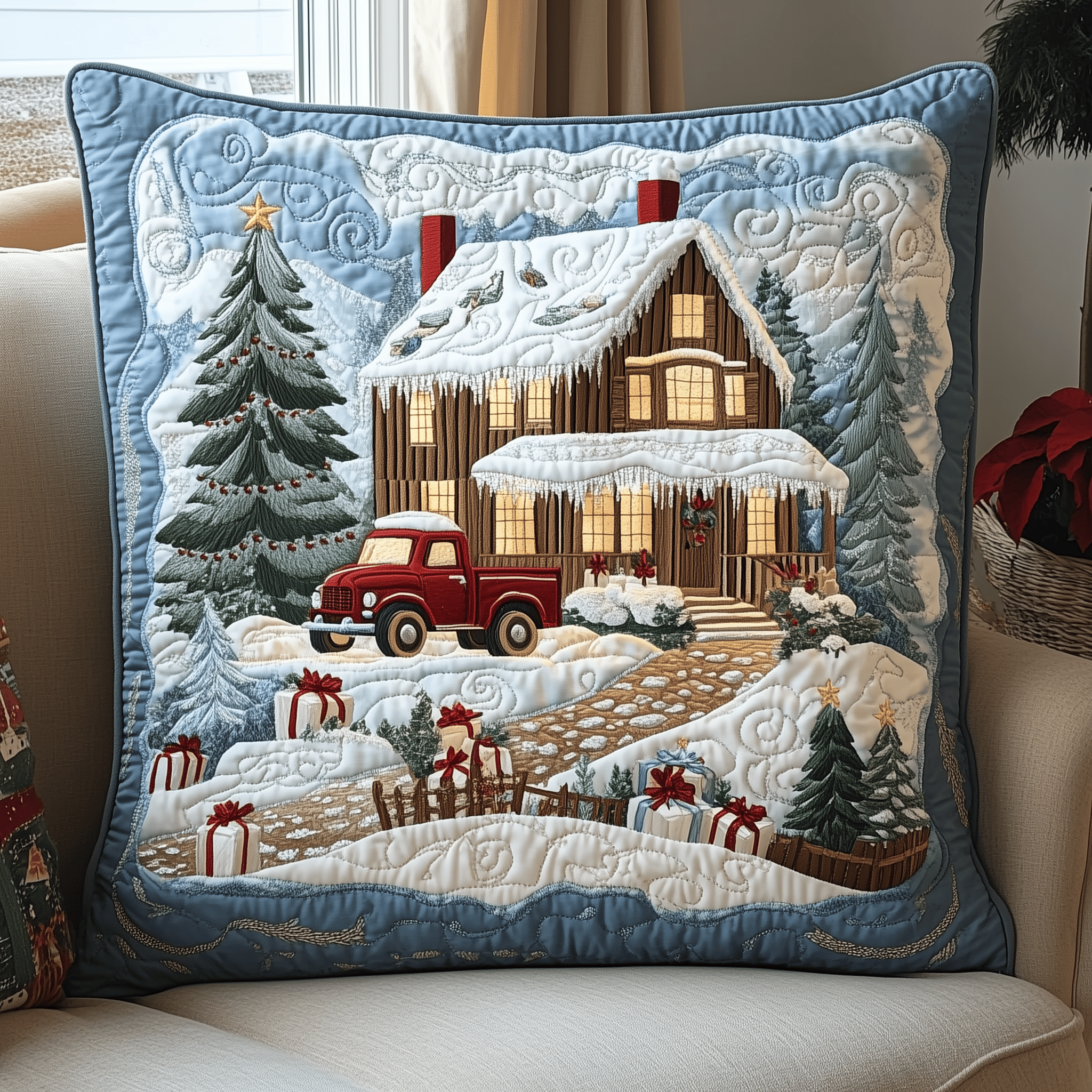 Peaceful Snow Cabin Quilted Pillow Case Feel at Peace Every Night with a Cozy Pillow Case Peaceful Snow Cabin Quilted Pillow Case Feel at Peace Every Night with a Cozy Pillow Case