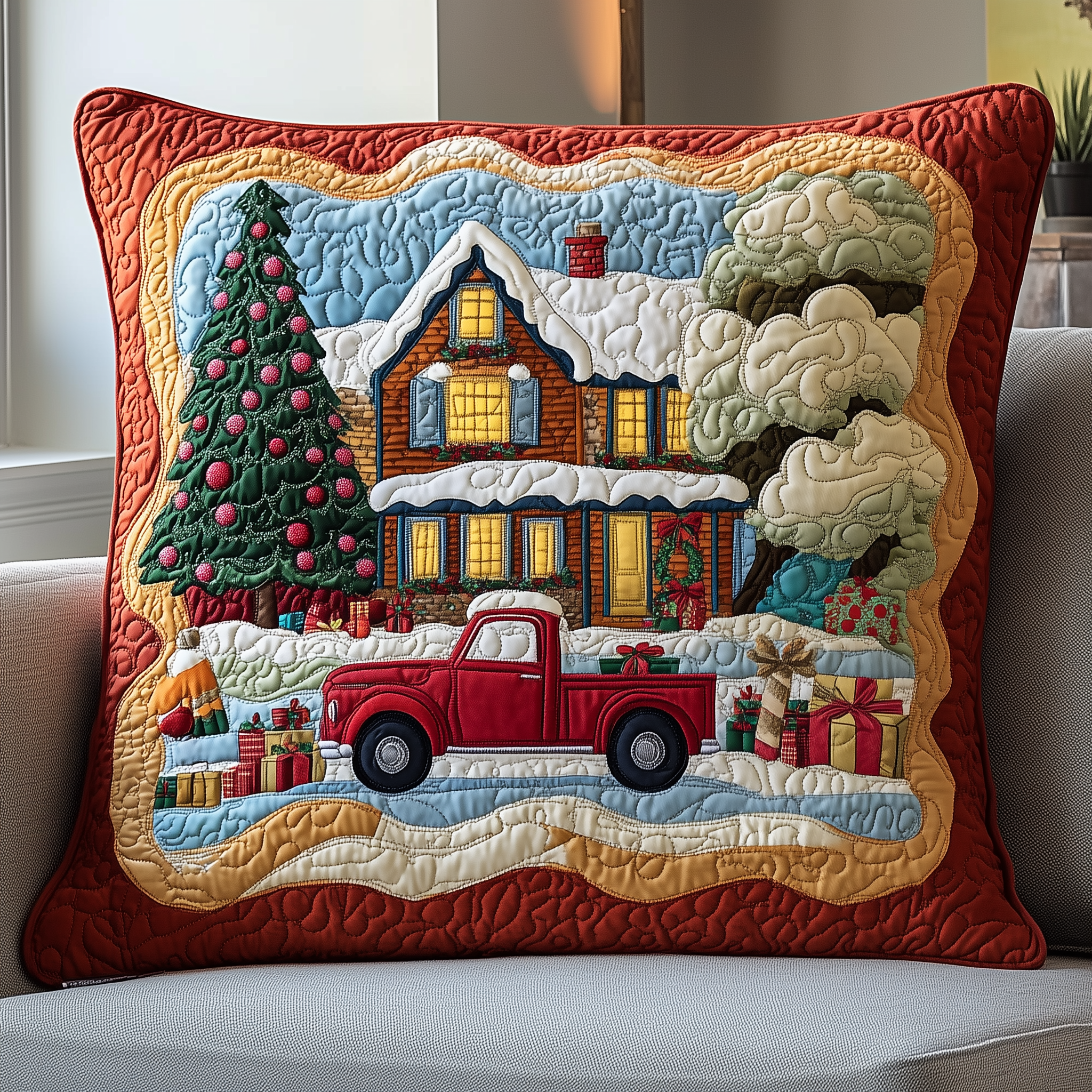 Peaceful Snow Cabin Quilted Pillow Case Less Fuss More Comfort Pillow Cases Made for You Peaceful Snow Cabin Quilted Pillow Case Less Fuss More Comfort Pillow Cases Made for You