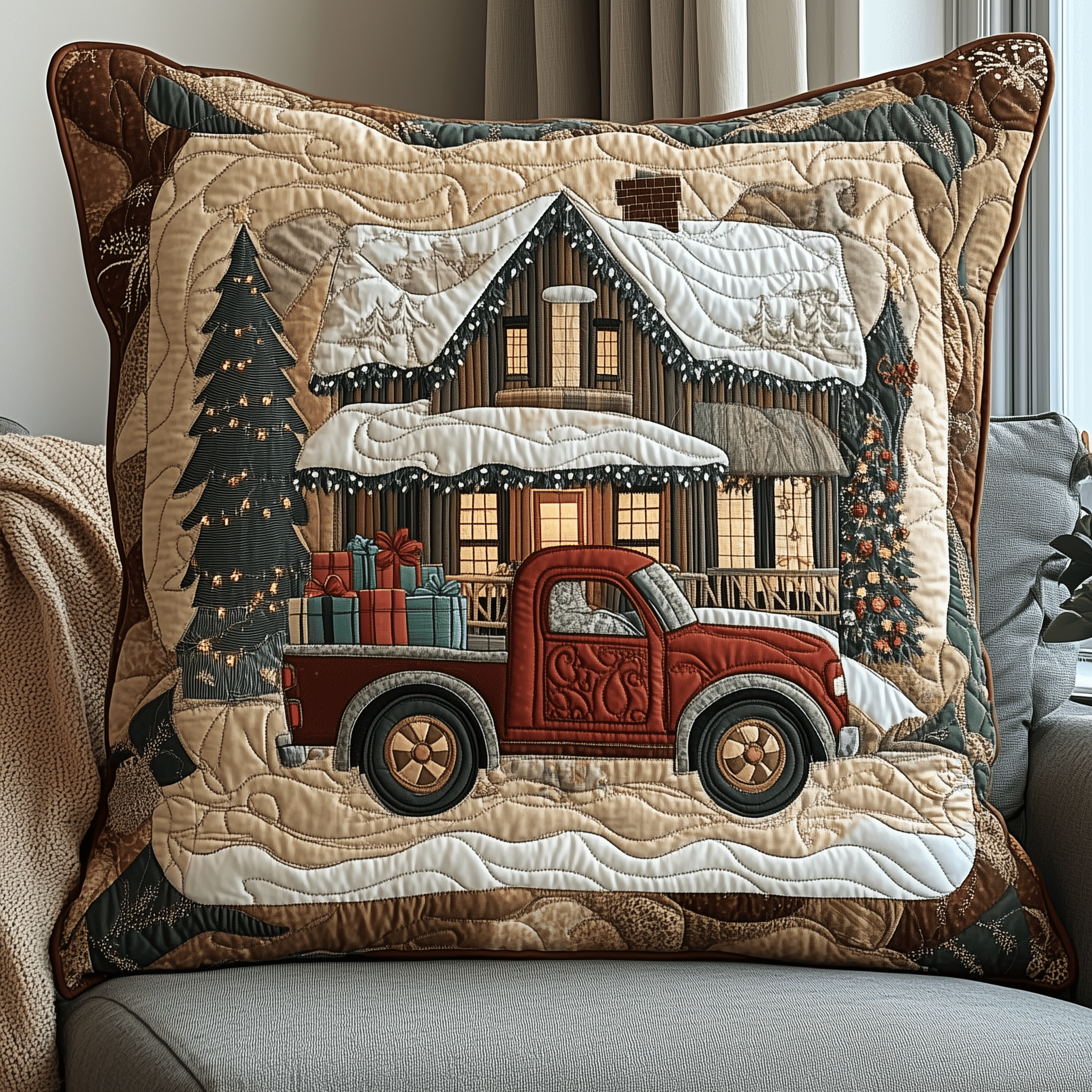 Peaceful Snow Cabin Quilted Pillow Case Relax in Style with UltraSoft Pillow Cases Peaceful Snow Cabin Quilted Pillow Case Relax in Style with UltraSoft Pillow Cases