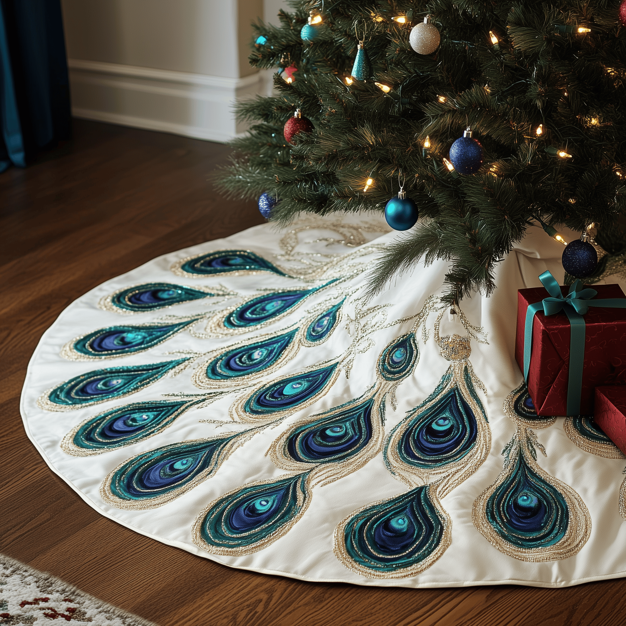 Peacock Feather Quilted Tree Skirt Relax and Let the Holidays Shine with a Trusted Tree Skirt Peacock Feather Quilted Tree Skirt Relax and Let the Holidays Shine with a Trusted Tree Skirt