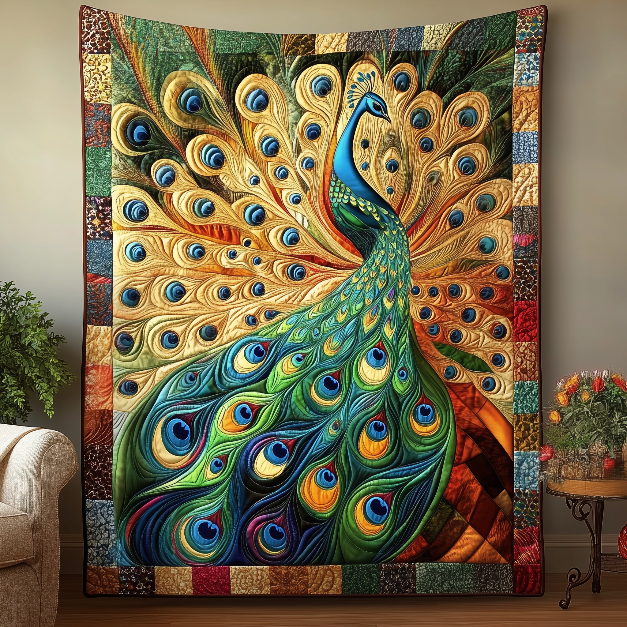 Peacock Quilted Blanket From Sofa to Bed, a Blanket That Does It All Peacock Quilted Blanket From Sofa to Bed, a Blanket That Does It All