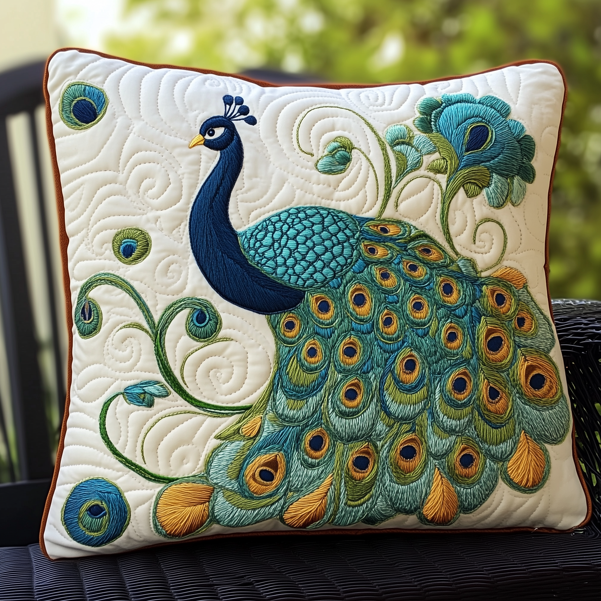 Peacock Quilted Pillow Case Feel Luxury in Every Stitch Peacock Quilted Pillow Case Feel Luxury in Every Stitch