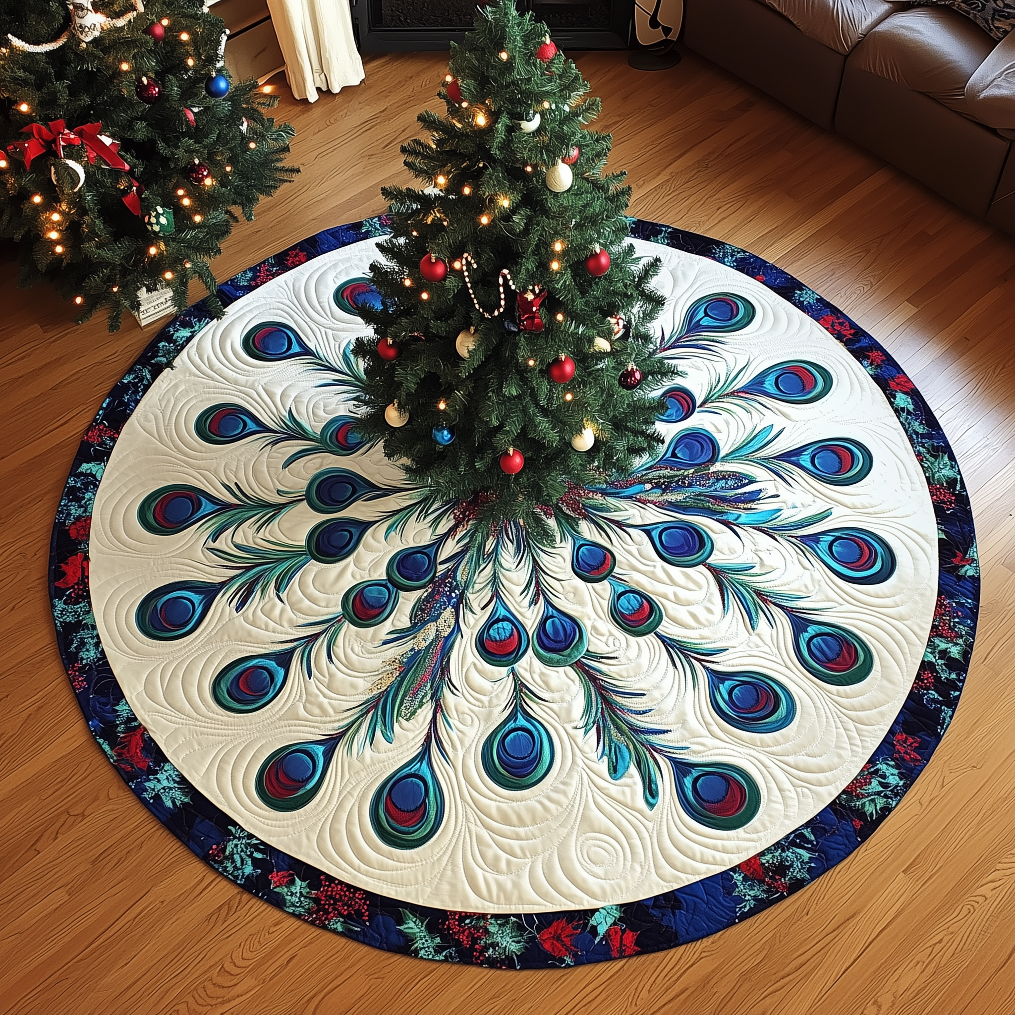 Peacock Quilted Tree Skirt Celebrate Every Step of the Season with the Right Tree Skirt Peacock Quilted Tree Skirt Celebrate Every Step of the Season with the Right Tree Skirt