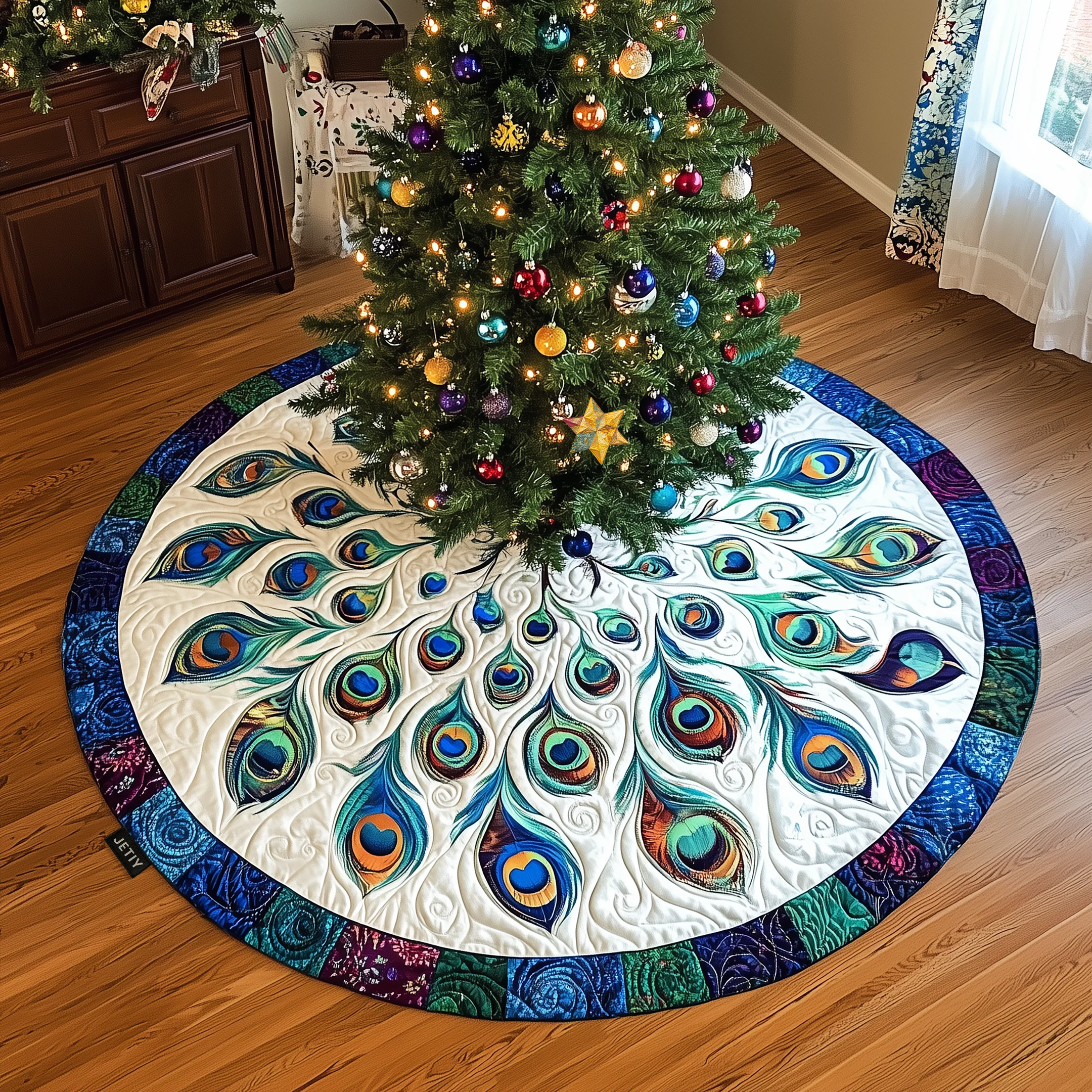 Peacock Quilted Tree Skirt Feel Peaceful Amid the Holiday Rush with Protective Decor Peacock Quilted Tree Skirt Feel Peaceful Amid the Holiday Rush with Protective Decor