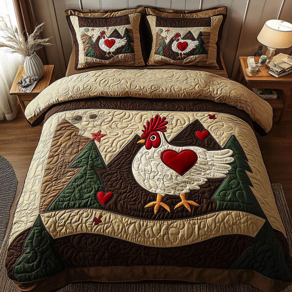Pecking Order Quilted Bedding Set Gifts For Chicken Farmers Pecking Order Quilted Bedding Set Gifts For Chicken Farmers