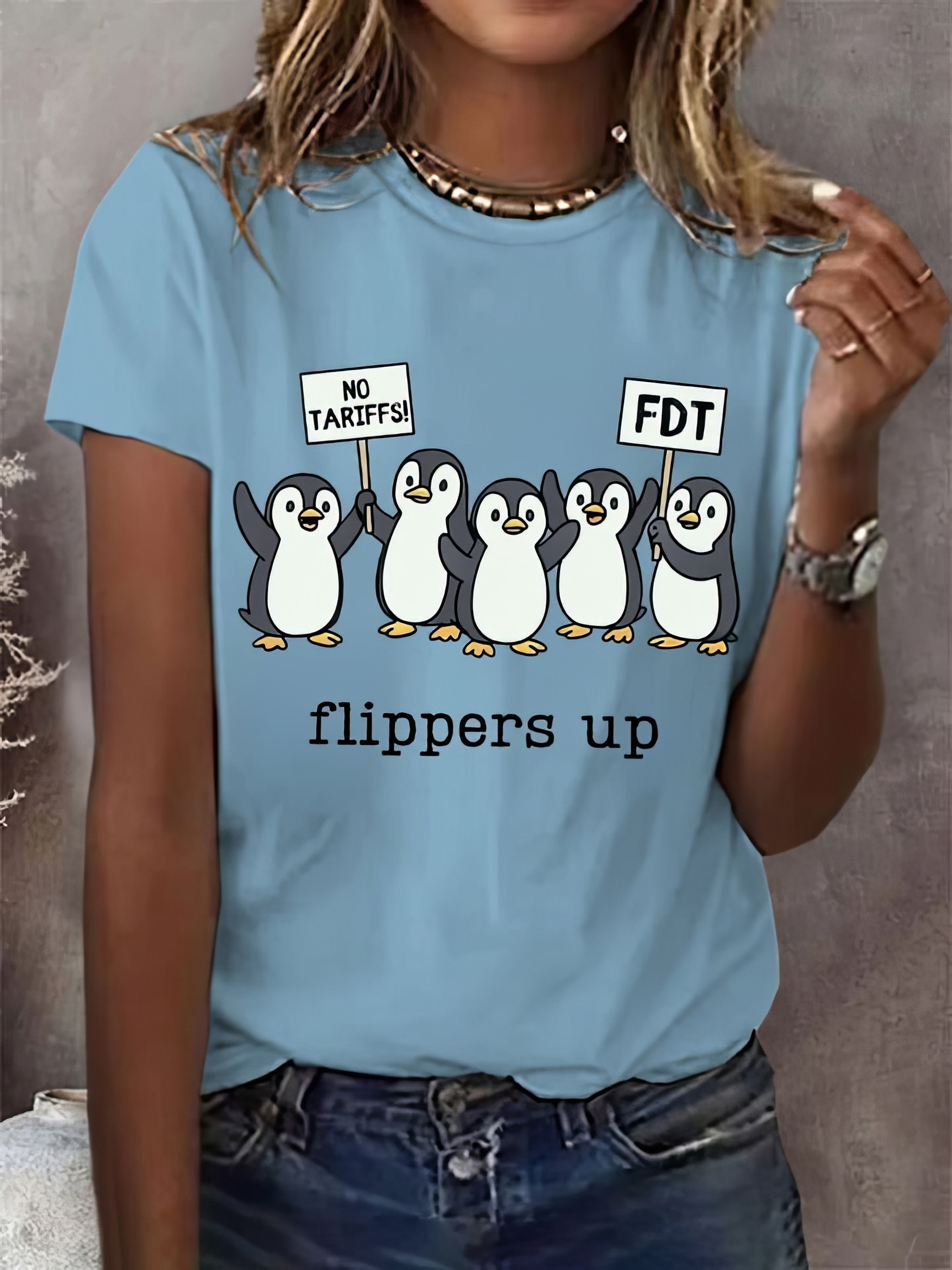 Penguins Flippers Up Shirt For Women Funny Penguins FDT Merch Gifts For Mom Penguins Flippers Up Shirt For Women Funny Penguins FDT Merch Gifts For Mom