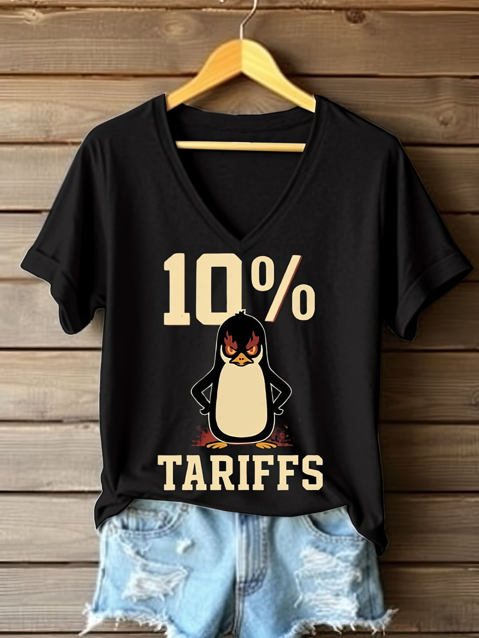 Penguins Resist 10 Tariff V-neck T-Shirt Funny Penguin Shirt Gifts For Sister Penguins Resist 10 Tariff V-neck T-Shirt Funny Penguin Shirt Gifts For Sister