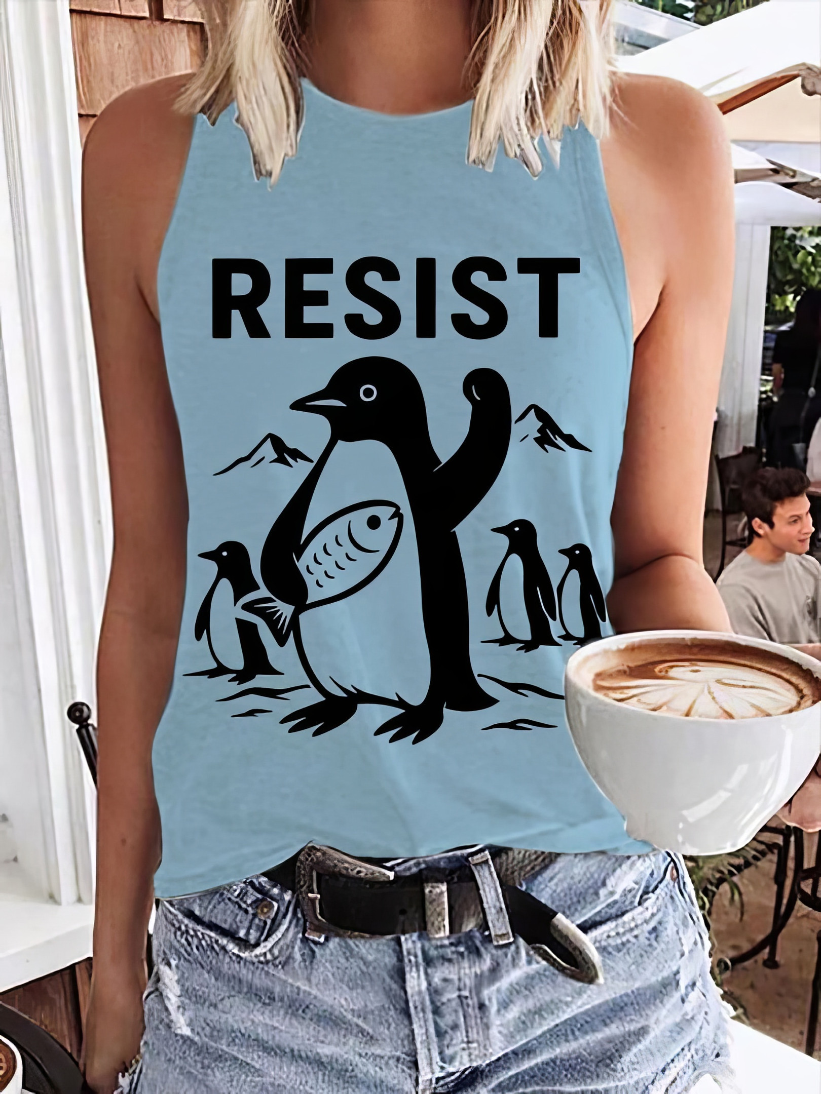 Penguins Resist Muscle Tank For Women Funny Penguin Clothing Gifts For Wife Penguins Resist Muscle Tank For Women Funny Penguin Clothing Gifts For Wife