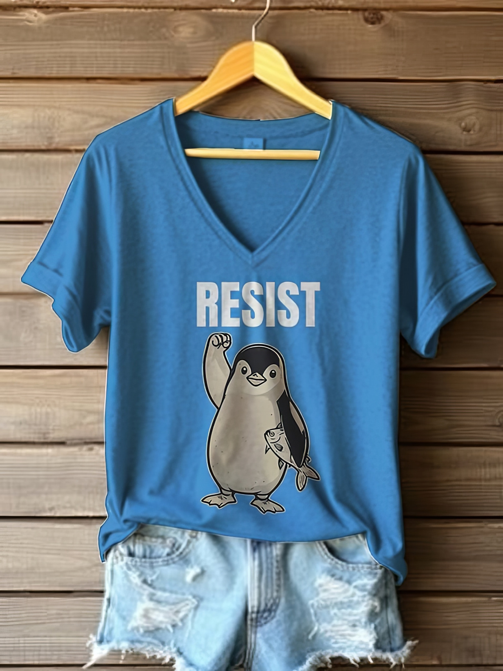 Penguins Resist V-neck Shirt Flippers Up Shirt Mother's Day Gifts Penguins Resist V-neck Shirt Flippers Up Shirt Mother's Day Gifts
