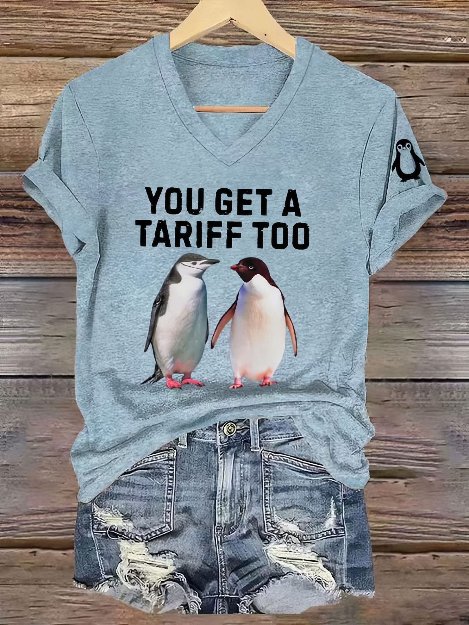 Penguins You Get A Tariff Too V-neck T-Shirt Flippers Up Tees Gifts For Wife Penguins You Get A Tariff Too V-neck T-Shirt Flippers Up Tees Gifts For Wife