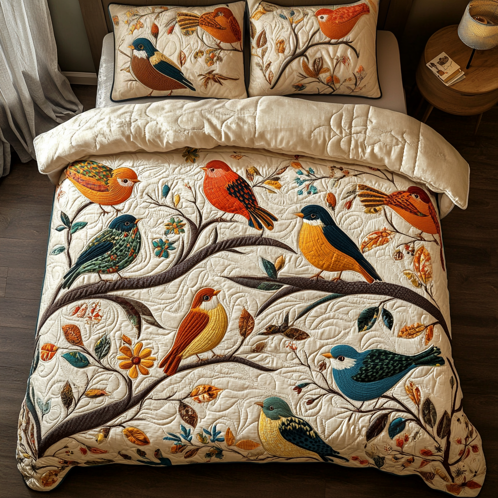 Perch Petals Quilted Bedding Set Gifts For Pigeon Lovers Perch Petals Quilted Bedding Set Gifts For Pigeon Lovers
