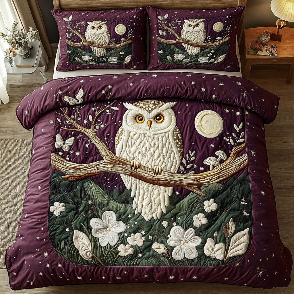 Perched Elegance Quilted Bedding Set Owl Gifts For Her Perched Elegance Quilted Bedding Set Owl Gifts For Her