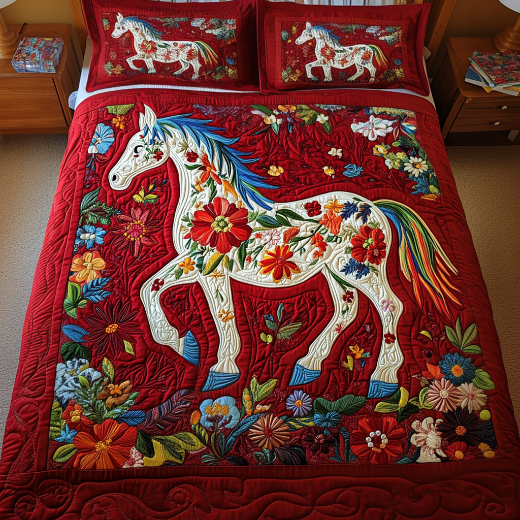 Petal Parade Quilted Bedding Set Gifts For Horse Lovers Petal Parade Quilted Bedding Set Gifts For Horse Lovers