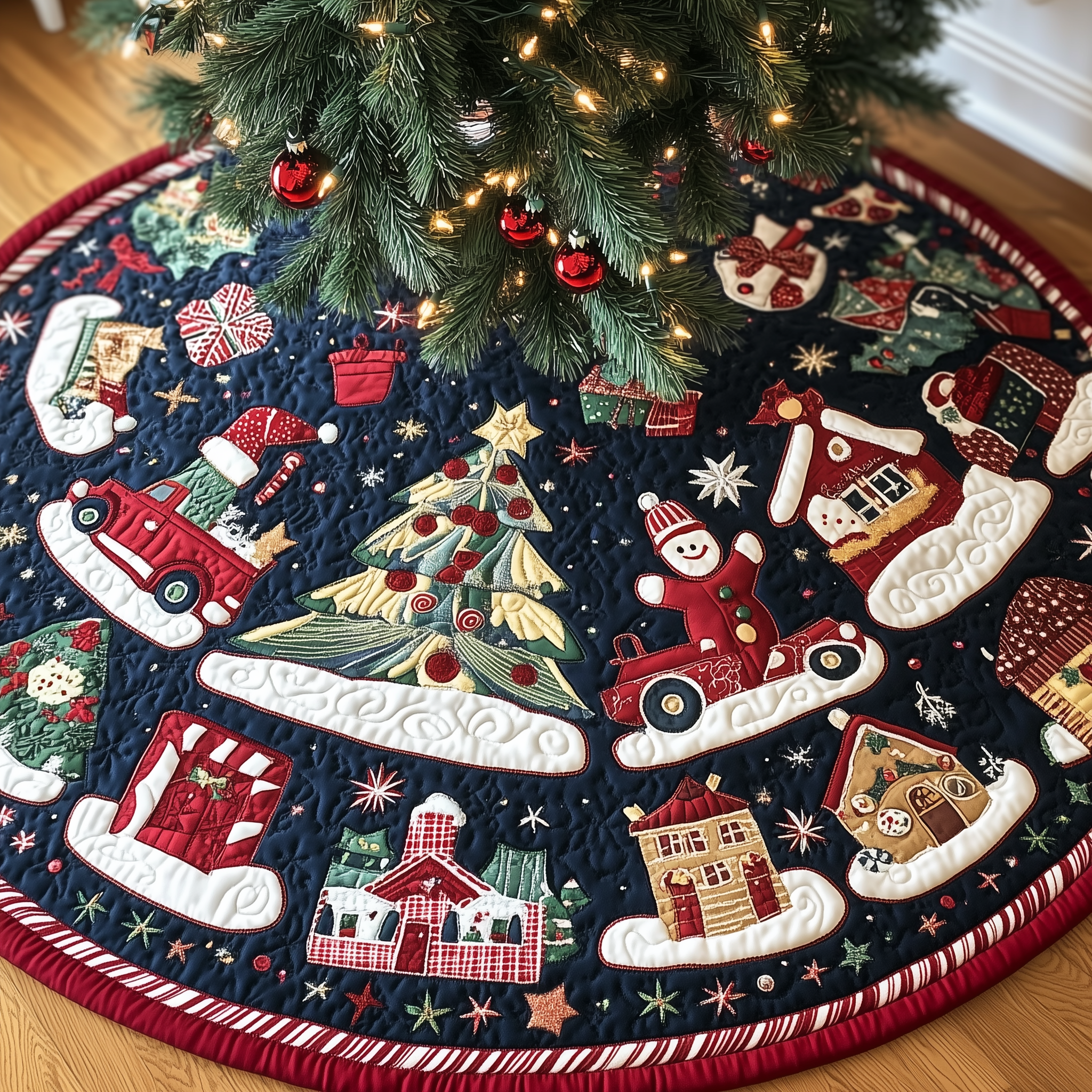 Pieces of Christmas Quilted Tree Skirt Celebrate Elegantly with a Timeless Christmas Tree Skirt Pieces of Christmas Quilted Tree Skirt Celebrate Elegantly with a Timeless Christmas Tree Skirt
