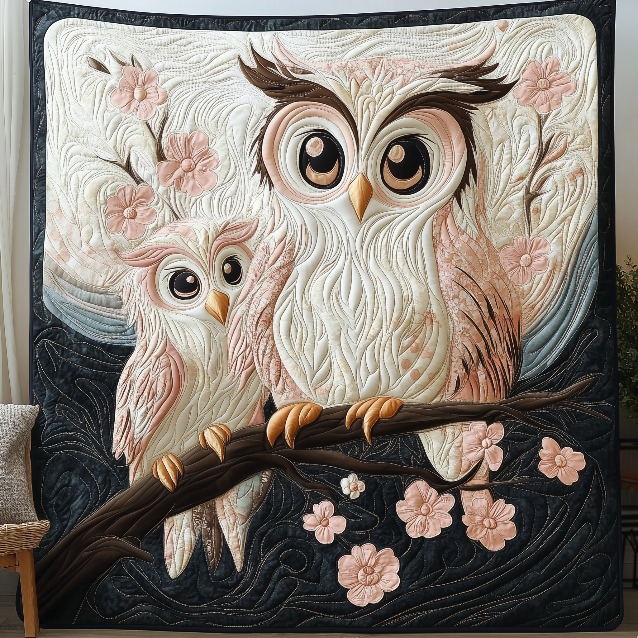 Pink Owl Trio Quilted Blanket Throw Blankets For Couch Owl Gifts For Adults Pink Owl Trio Quilted Blanket Throw Blankets For Couch Owl Gifts For Adults