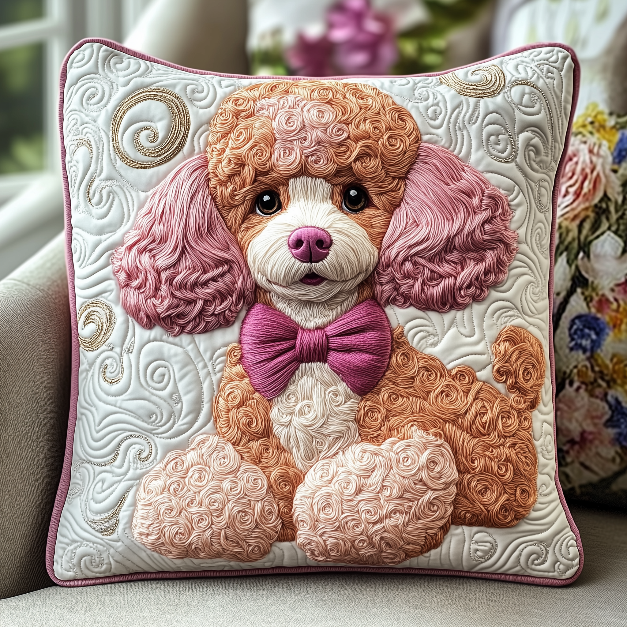 Pinky Adorable Poodle Quilted Pillow Case Feel Relaxed Recharged and Refreshed Pinky Adorable Poodle Quilted Pillow Case Feel Relaxed Recharged and Refreshed