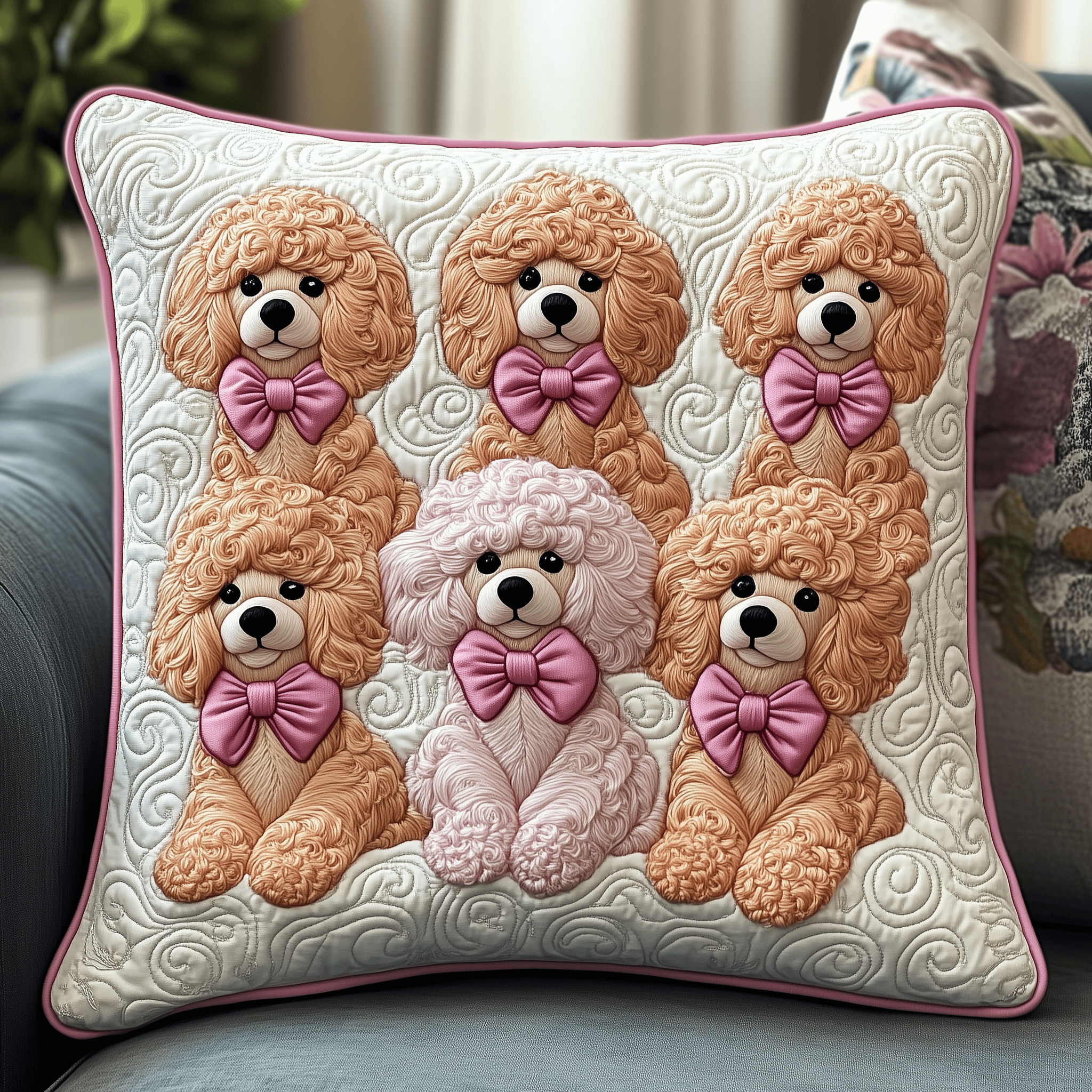 Pinky Adorable Poodle Quilted Pillow Case Feel the Energy of a Restful Night Pinky Adorable Poodle Quilted Pillow Case Feel the Energy of a Restful Night