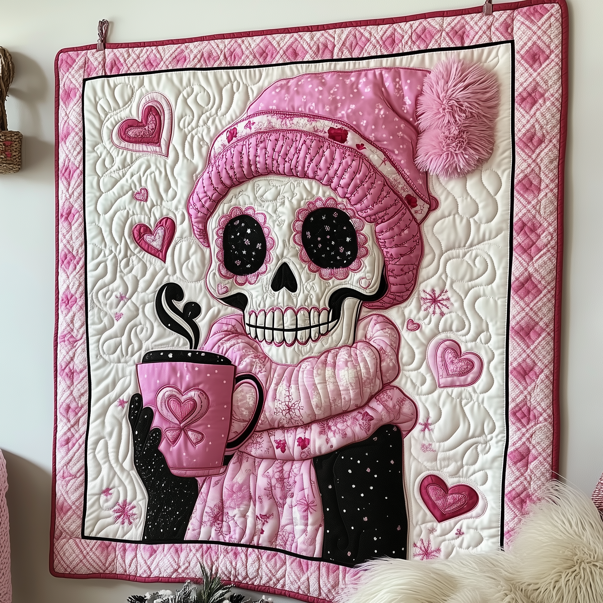 Pinky Valentine Skull Quilted Blanket Unique Throw Blanket Item Merch Gifts For Valentine Pinky Valentine Skull Quilted Blanket Unique Throw Blanket Item Merch Gifts For Valentine