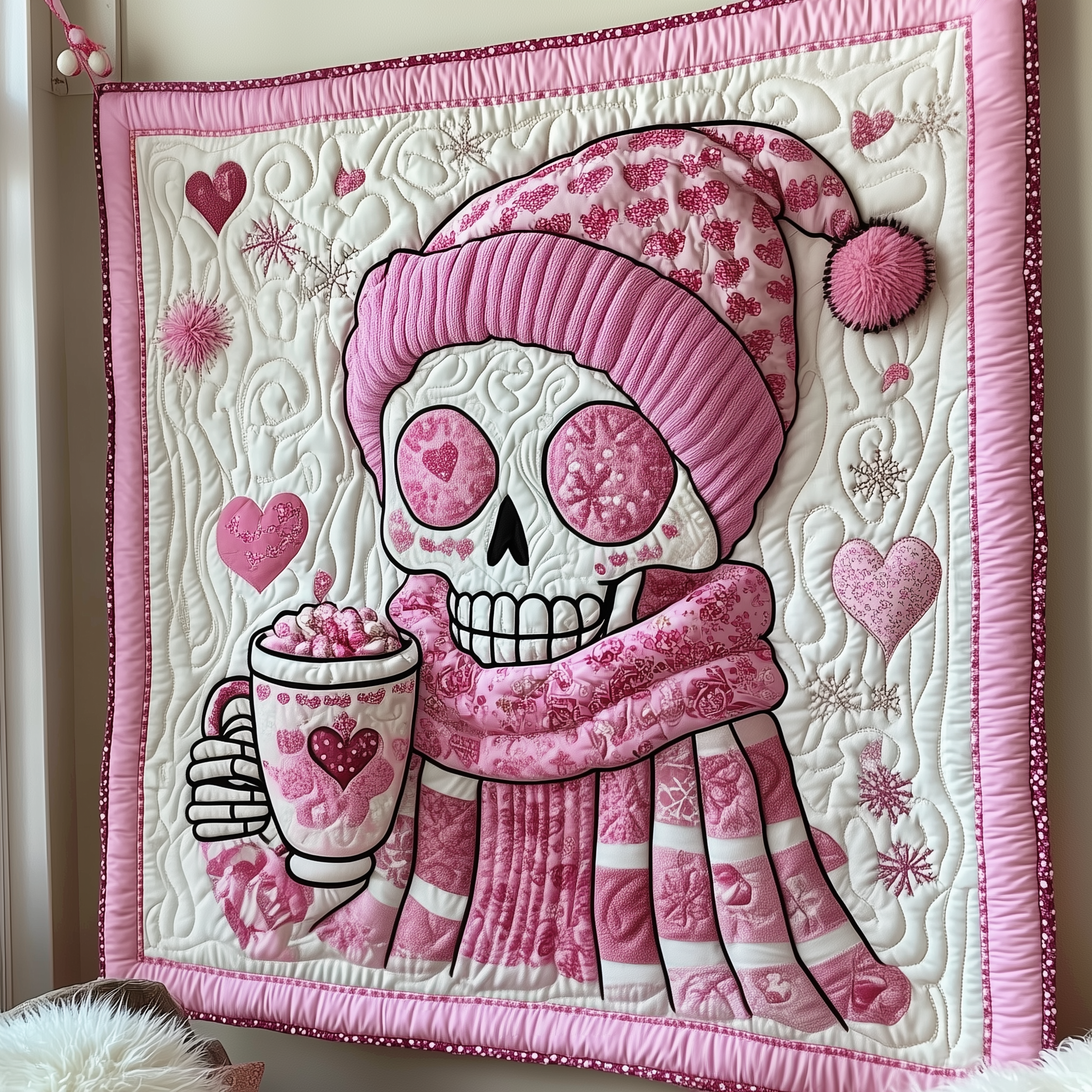 Pinky Valentine Skull Quilted Blanket Unique Throw Blanket Item Merch Valentines Gifts For Her Pinky Valentine Skull Quilted Blanket Unique Throw Blanket Item Merch Valentines Gifts For Her