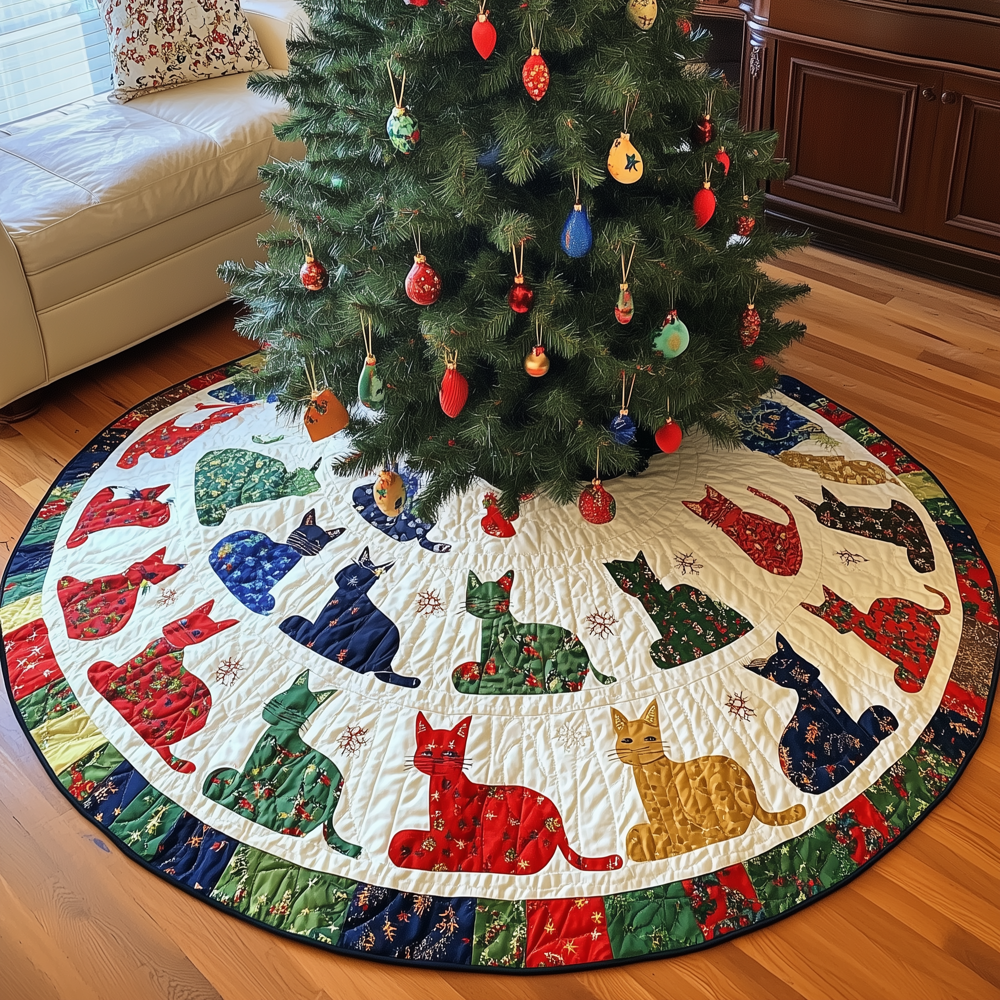 Playful Cat Quilted Tree Skirt Add Comfort and Joy to Your Home with a Durable Tree Skirt Playful Cat Quilted Tree Skirt Add Comfort and Joy to Your Home with a Durable Tree Skirt