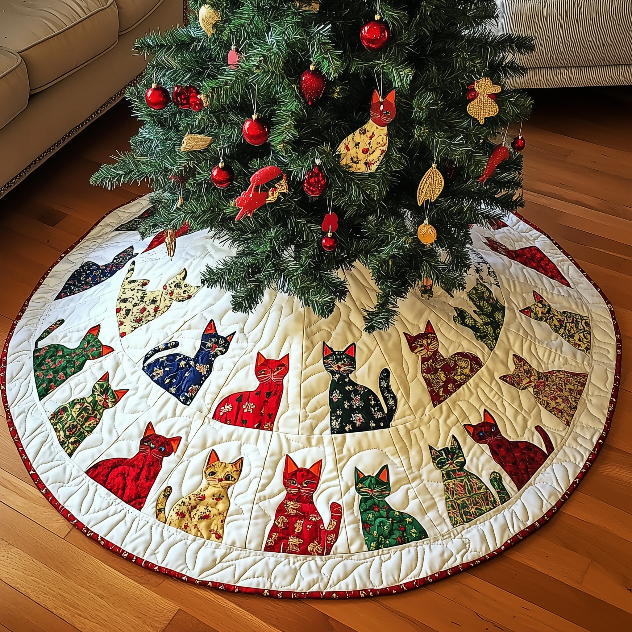 Playful Cat Quilted Tree Skirt Celebrate Love and Style with a Thoughtful Tree Skirt Playful Cat Quilted Tree Skirt Celebrate Love and Style with a Thoughtful Tree Skirt