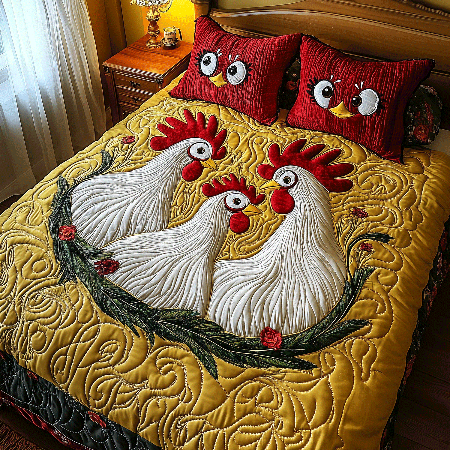 Playful Chicken Haven Quilted Bedding Set Best Gifts For Horse Lovers Playful Chicken Haven Quilted Bedding Set Best Gifts For Horse Lovers