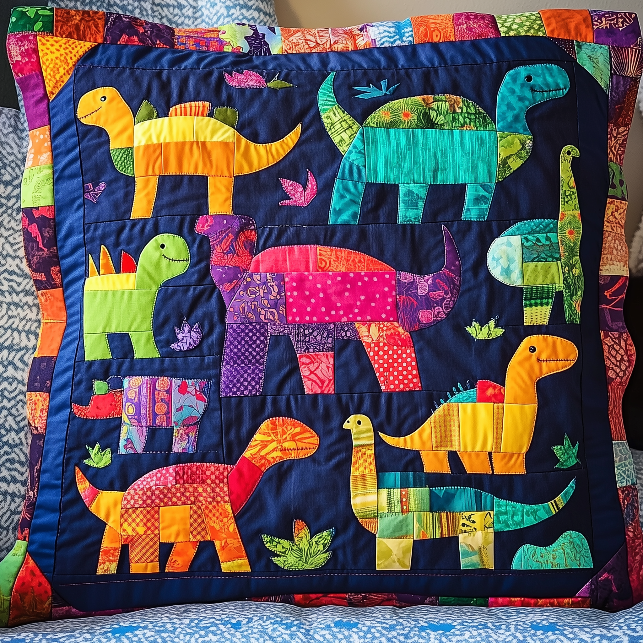 Playful Dinosaurs Quilted Pillow Case Celebrate Special Moments with Decorative Pillow Cases Playful Dinosaurs Quilted Pillow Case Celebrate Special Moments with Decorative Pillow Cases