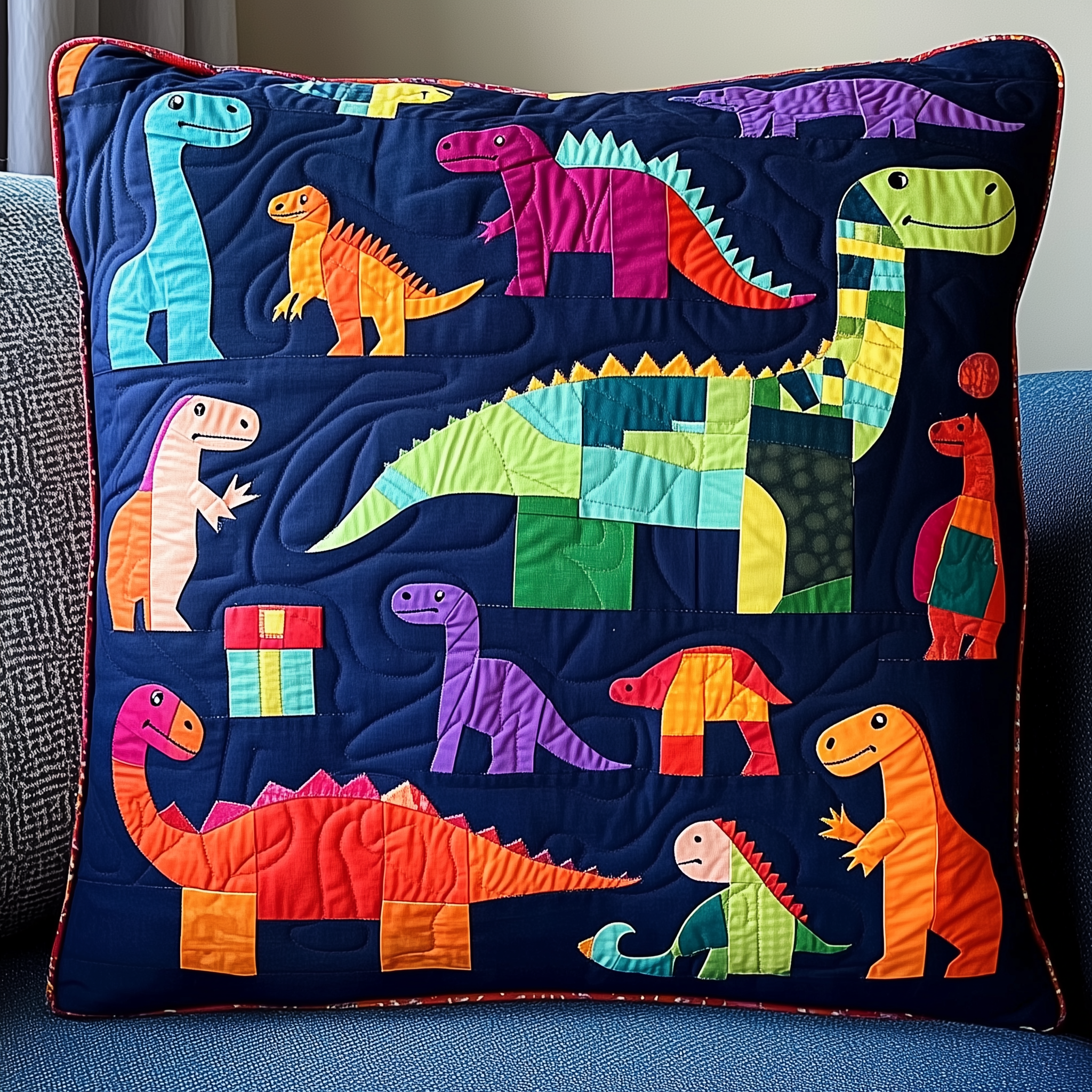 Playful Dinosaurs Quilted Pillow Case Feel the Serenity of Sleep with Every Pillow Case Playful Dinosaurs Quilted Pillow Case Feel the Serenity of Sleep with Every Pillow Case