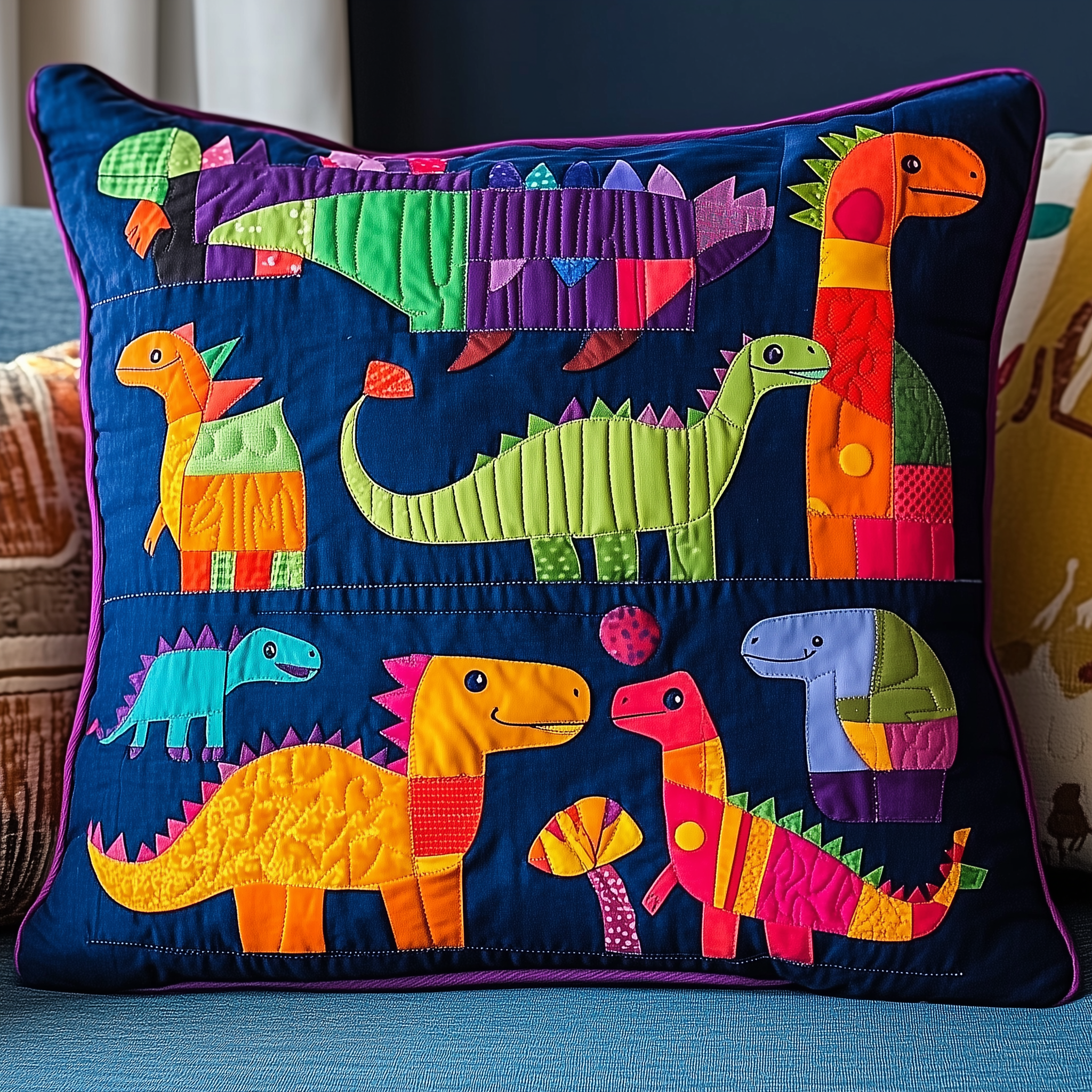 Playful Dinosaurs Quilted Pillow Case Wake Up Smiling with the Perfect Pillow Case Playful Dinosaurs Quilted Pillow Case Wake Up Smiling with the Perfect Pillow Case