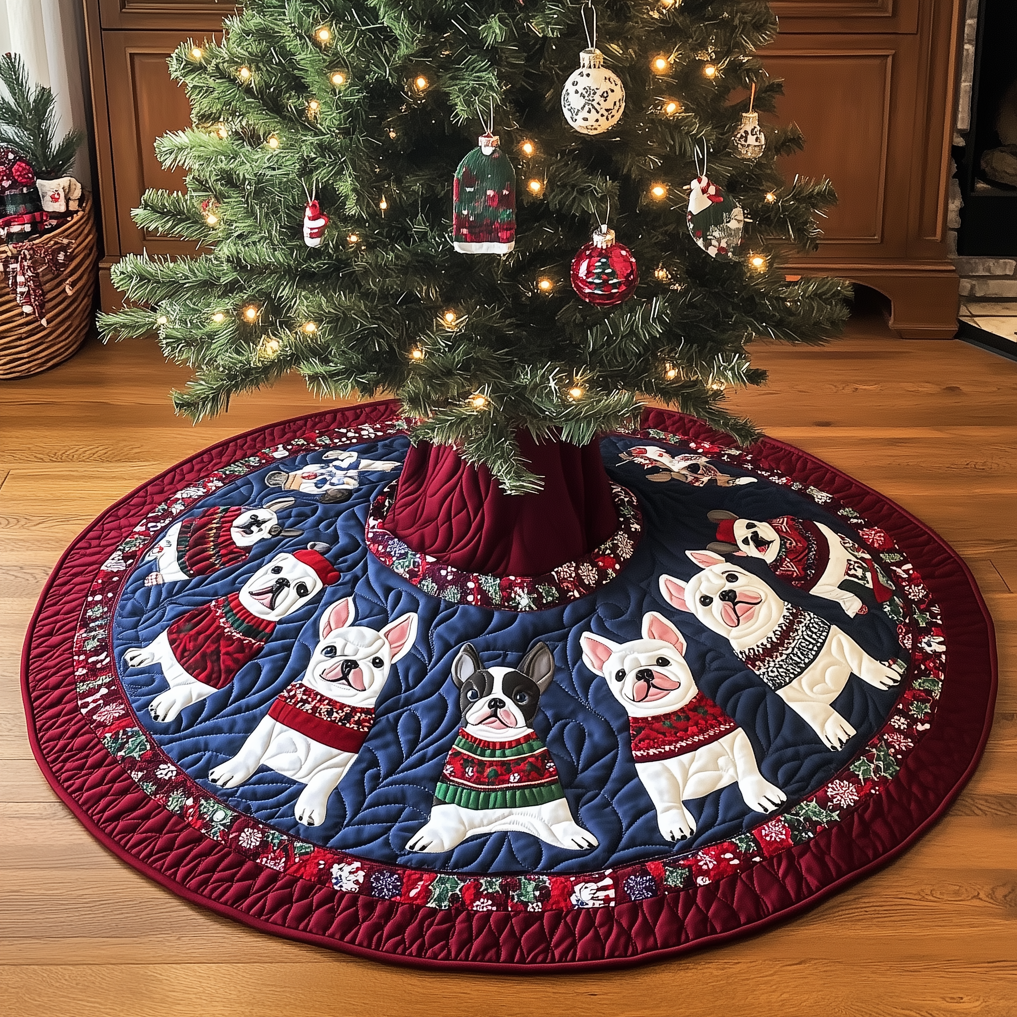 Playful French Bulldog Christmas Quilted Tree Skirt Style Meets Comfort in the Perfect Christmas Tree Skirt Playful French Bulldog Christmas Quilted Tree Skirt Style Meets Comfort in the Perfect Christmas Tree Skirt