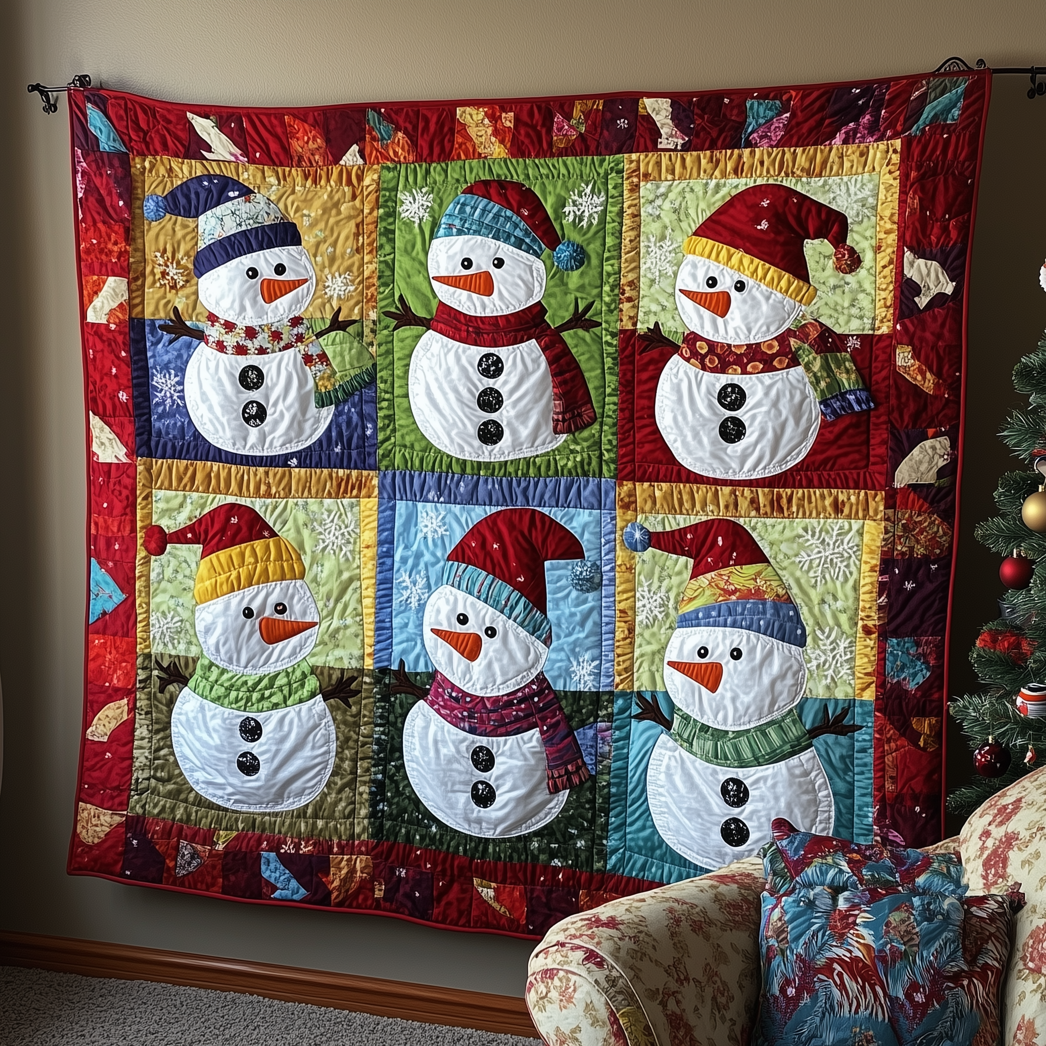 Playful Snowmen Quilted Blanket Feel the Luxury of a Blanket That Stands Out Playful Snowmen Quilted Blanket Feel the Luxury of a Blanket That Stands Out
