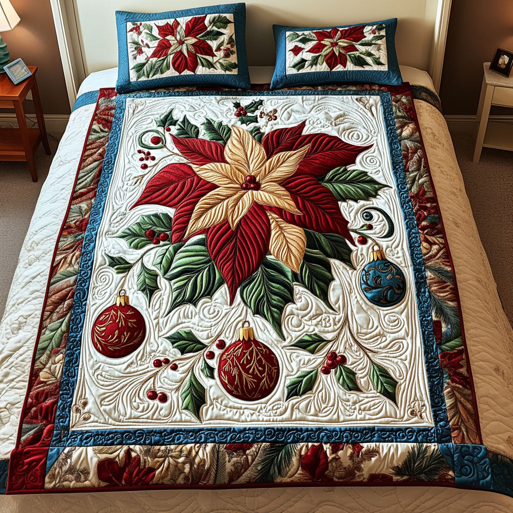 Poinsettia Dreams Quilted Bedding Set Christmas Gifts For Girlfriend Poinsettia Dreams Quilted Bedding Set Christmas Gifts For Girlfriend